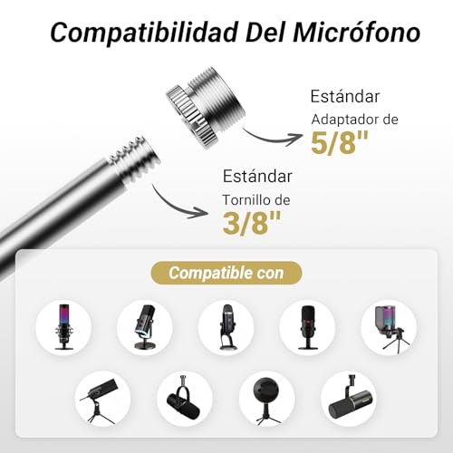 Detalle 2 de TONOR T20LP: Brazo/Soporte de micrófono de perfil bajo para mesa, 360° y 90° de ajuste