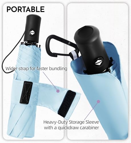Detalle de LILAC Windproof Automatic Umbrella with 8 Ribs – Compact Travel Brolly