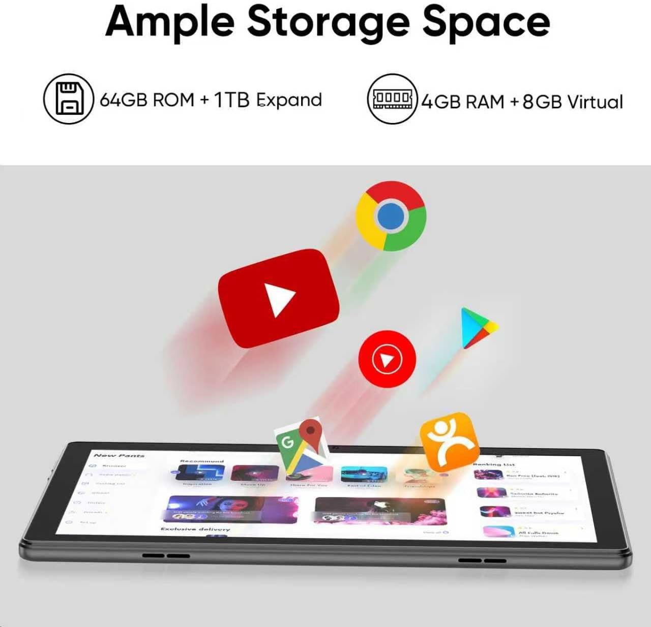 Thumbnail 4 de aiprotablet 10-inch Android Tablet with 12GB RAM, 64GB ROM, expandable to 1TB (Blue)