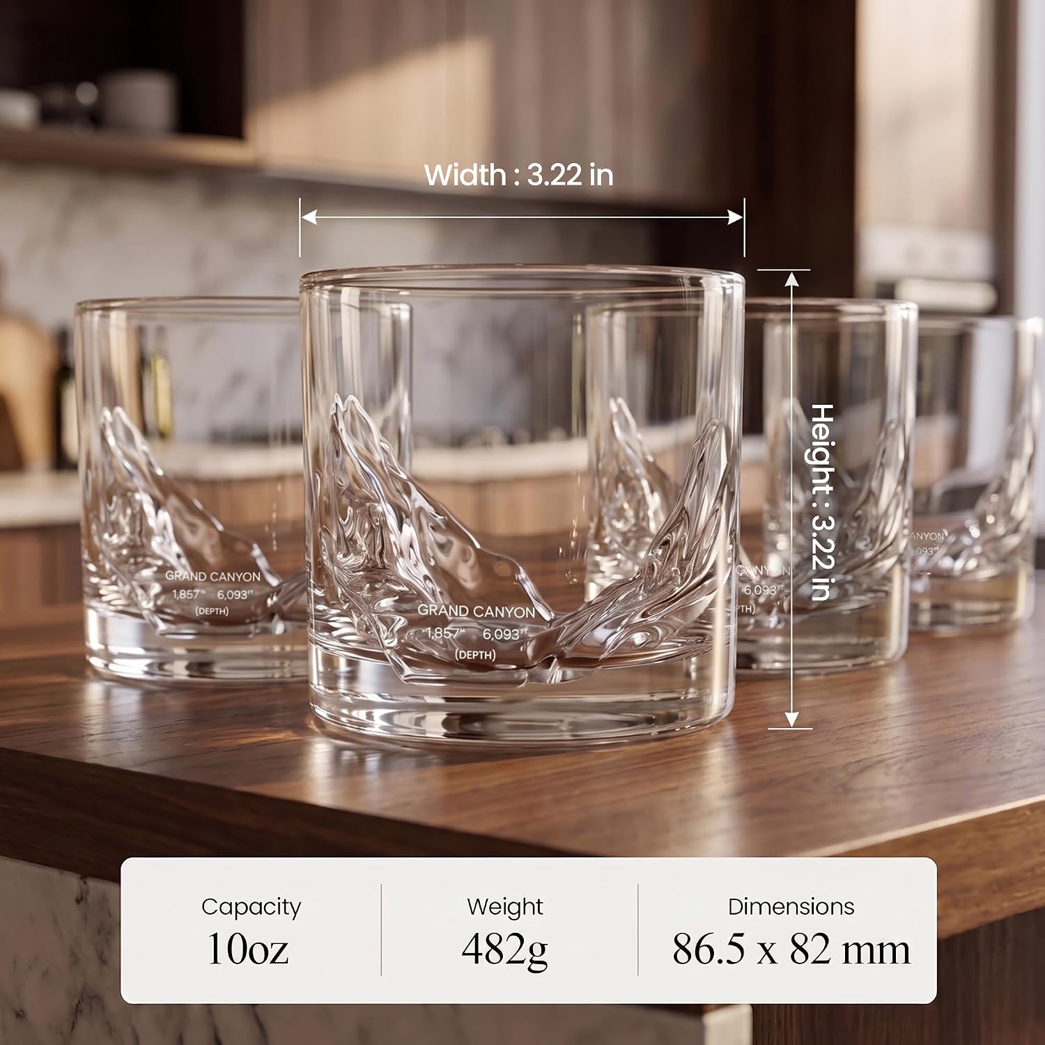 Detalle de LIITON Grand Canyon whiskyglas, set om 4 i blyfritt kristallglas