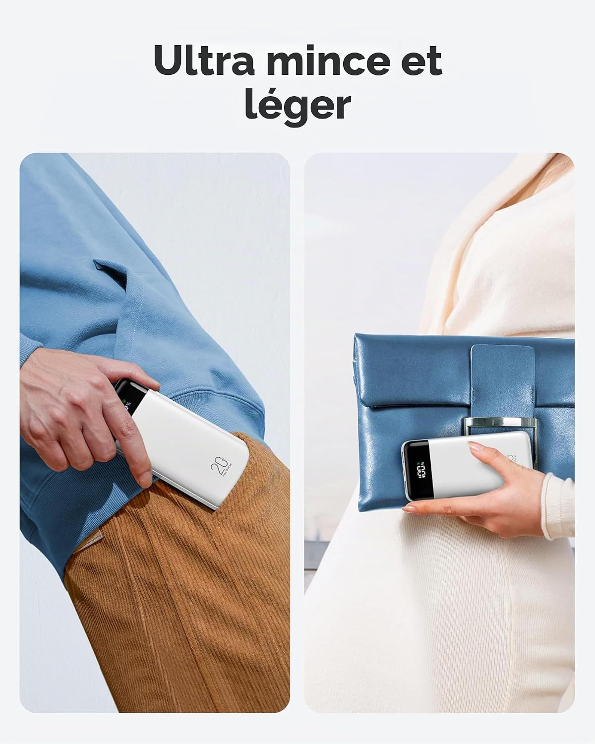 Detalle de Charmast Batterie Externe 20000mAh avec câbles intégrés et charge rapide 22,5 W — 6 sorties, 4 entrées
