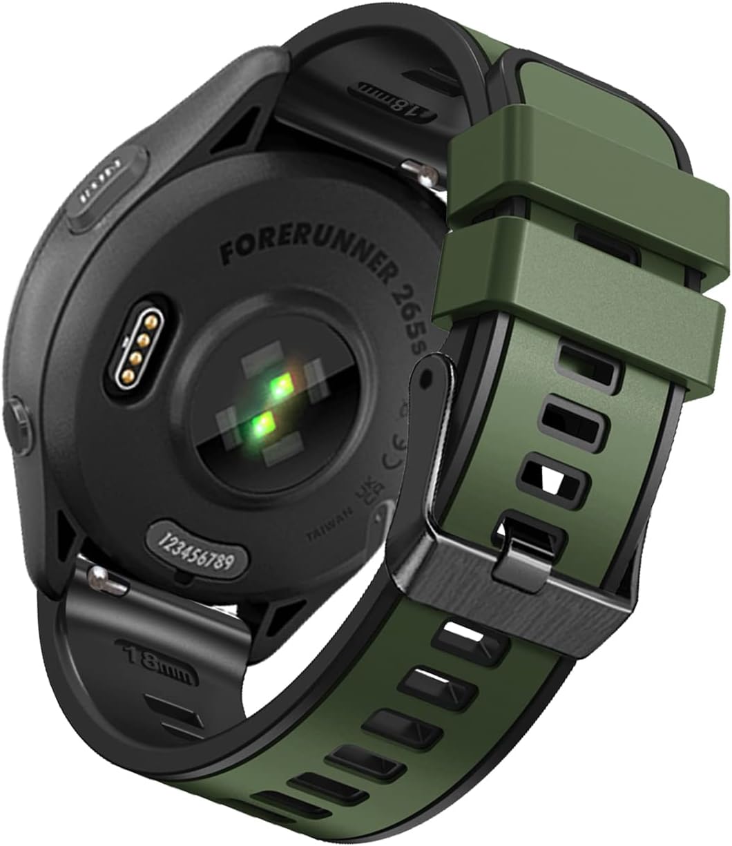 Thumbnail 6 de SumRioo 20 mm Silikonarmband für Garmin Vivoactive 6/5/3, Venu Sq, Forerunner und mehr – Grün/Schwarz