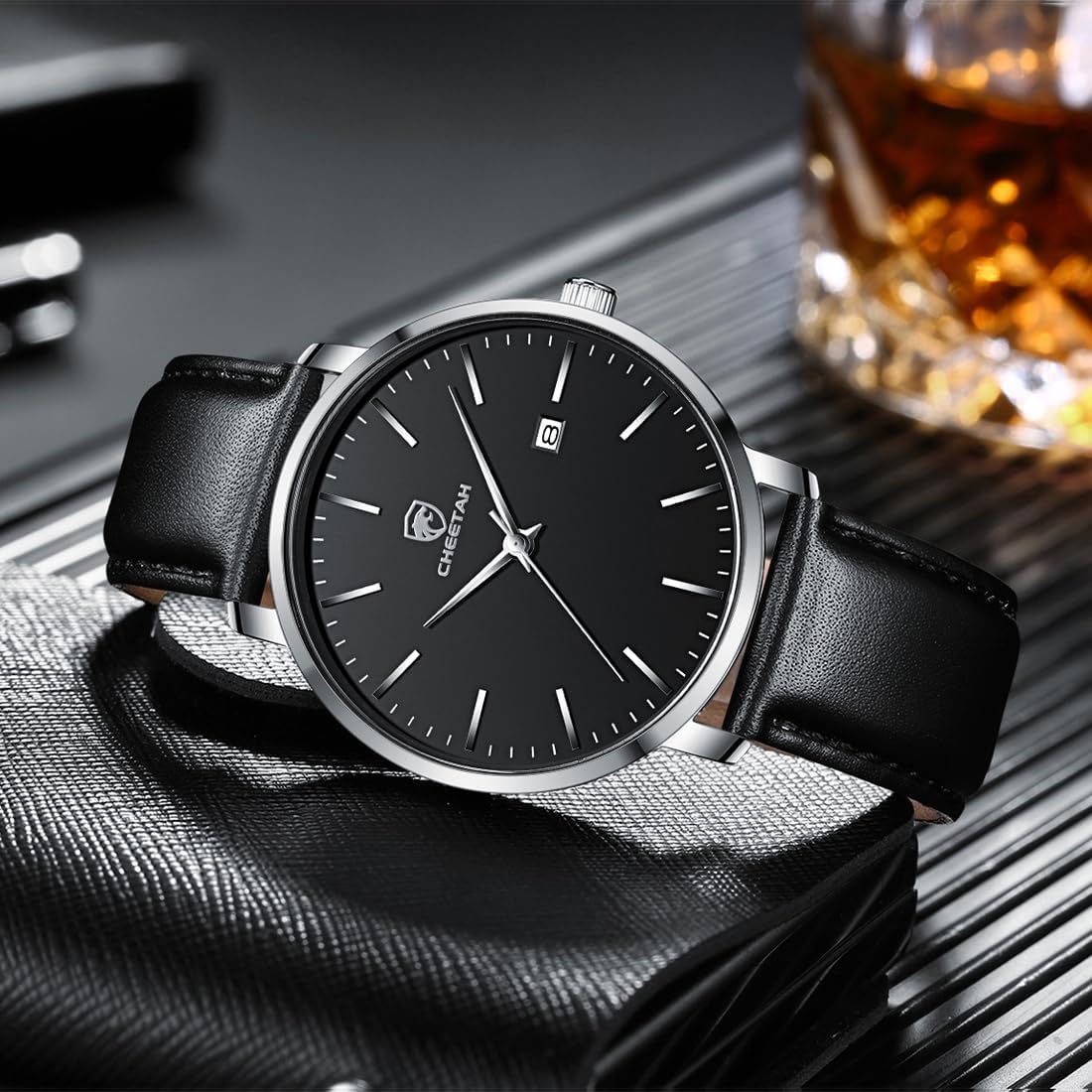 Thumbnail 3 de CHEETAH Minimalistische Herren-Uhr – Analog Quarz, 3 ATM, Lederarmband, Datum