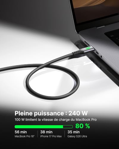 Detalle de INIU 240W Câble USB-C vers USB-C 2m (2-pack) PD3.0 – Charge rapide et fiable