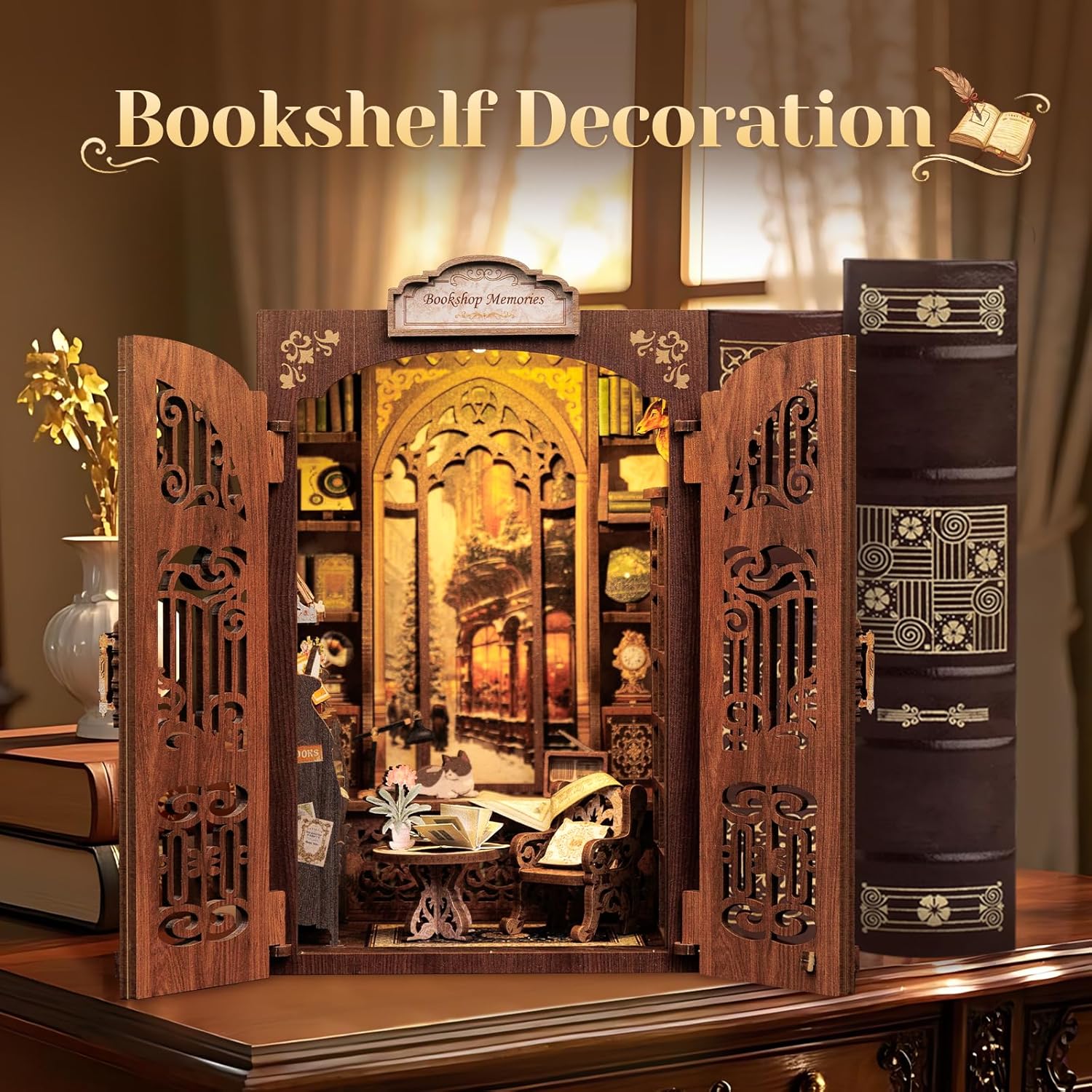 Thumbnail 2 de CUTEBEE DIY Book Nook Kit: Miniature Bookshop Memories with Sensor LED Light
