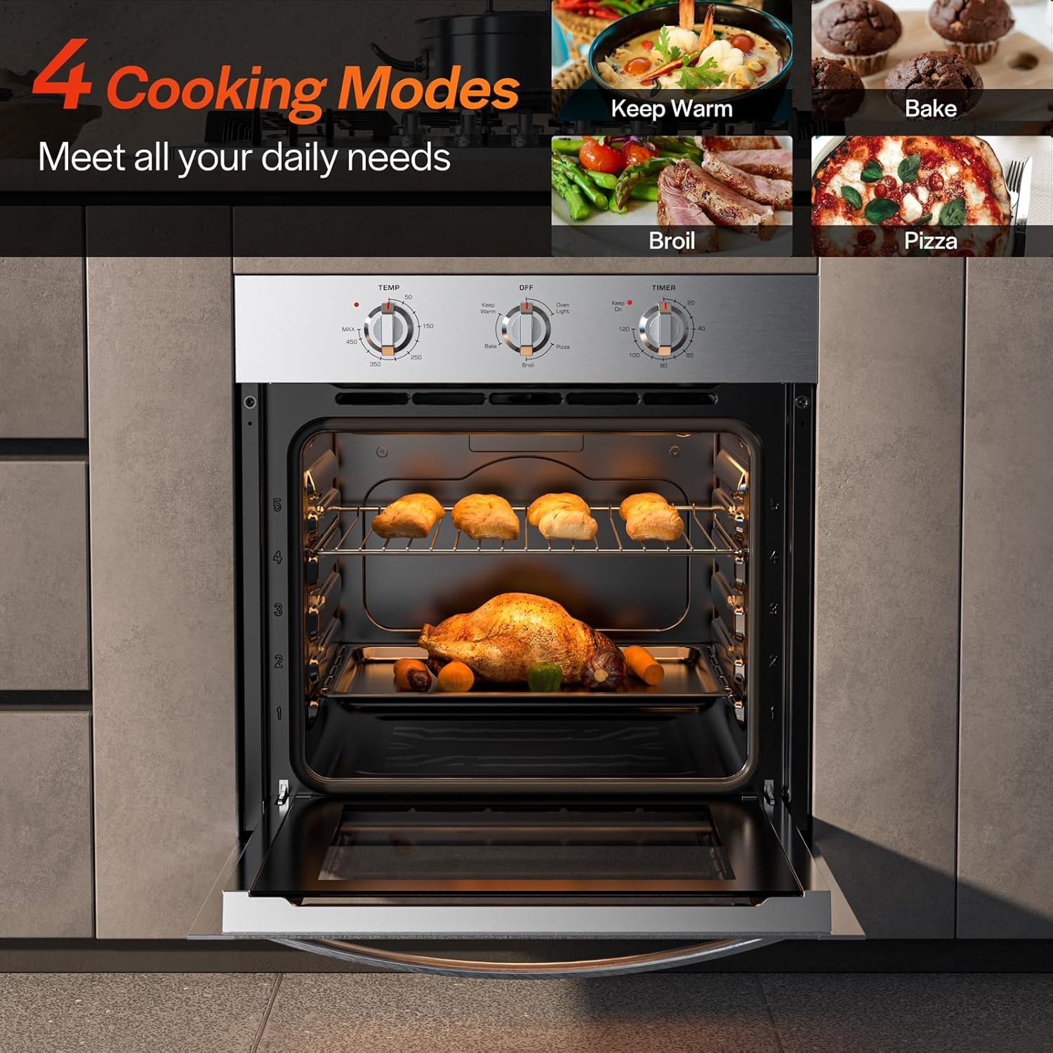 Thumbnail 4 de Empava 24 Inch Electric Single Wall Oven, 2.5 cu. ft. with Pizza Mode