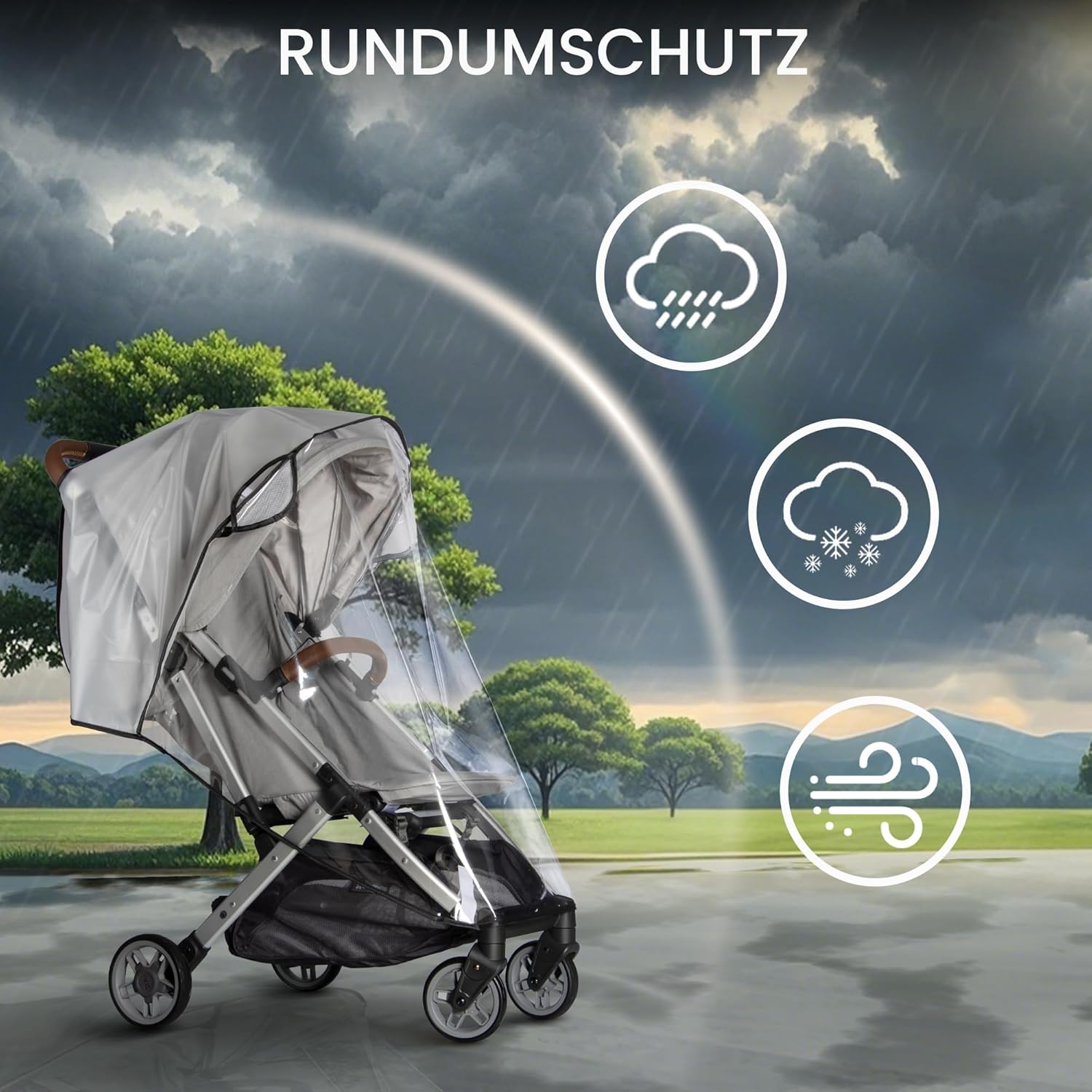 Thumbnail 1 de Bemece Universal Pushchair Rain Cover 🌧