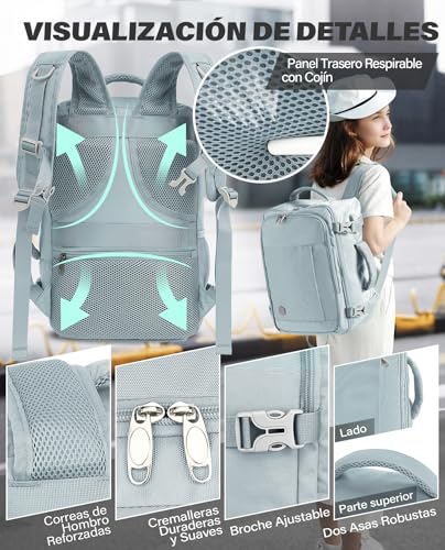 Detalle de VANKEV Mochila de cabina 45x36x20 cm para EasyJet, 30 L, con compartimento para portátil 15.6