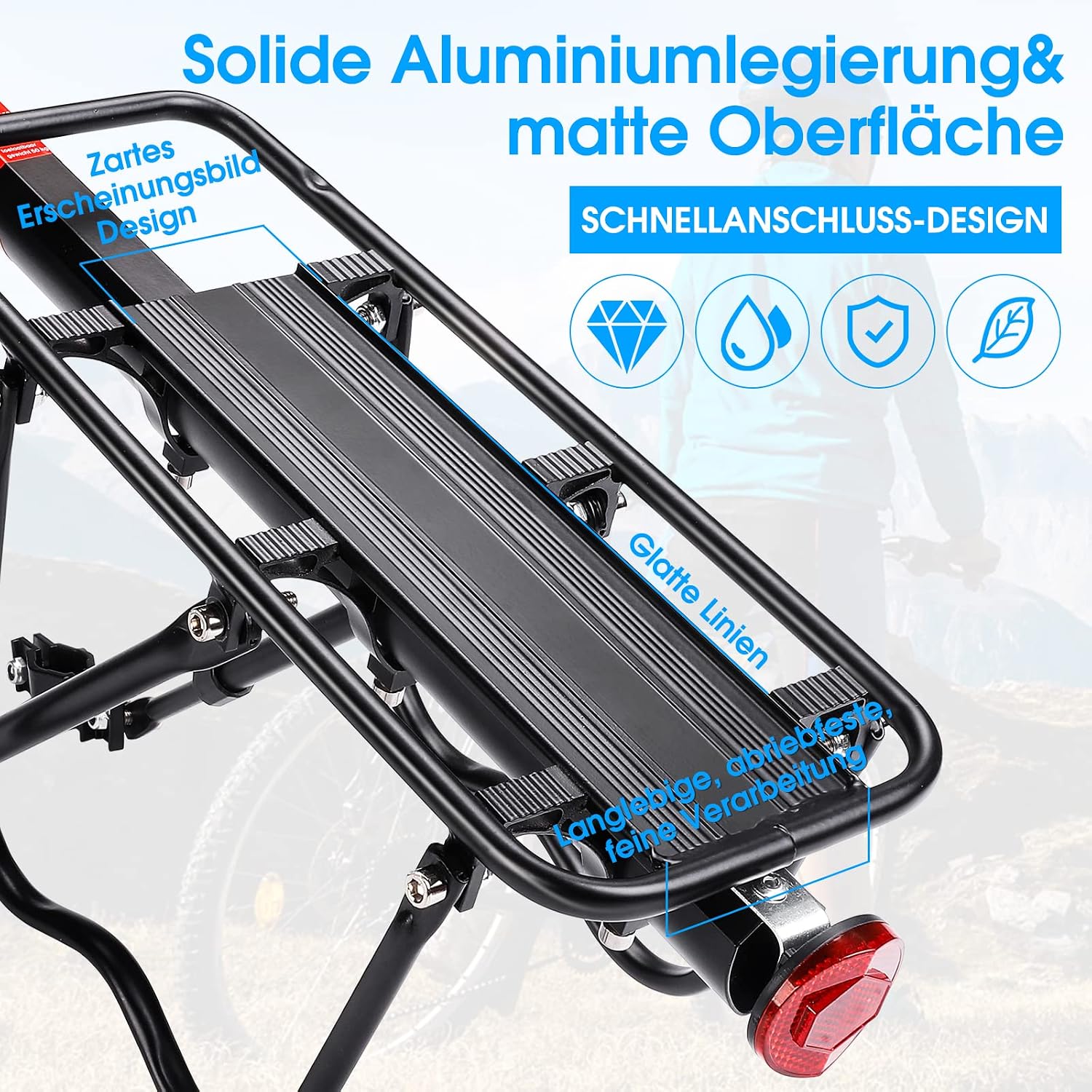 Thumbnail 6 de West Biking Gepäckträger fürs Mountainbike (hinten) aus Aluminium, bis 50 kg, Schnellmontage an der Sattelstütze