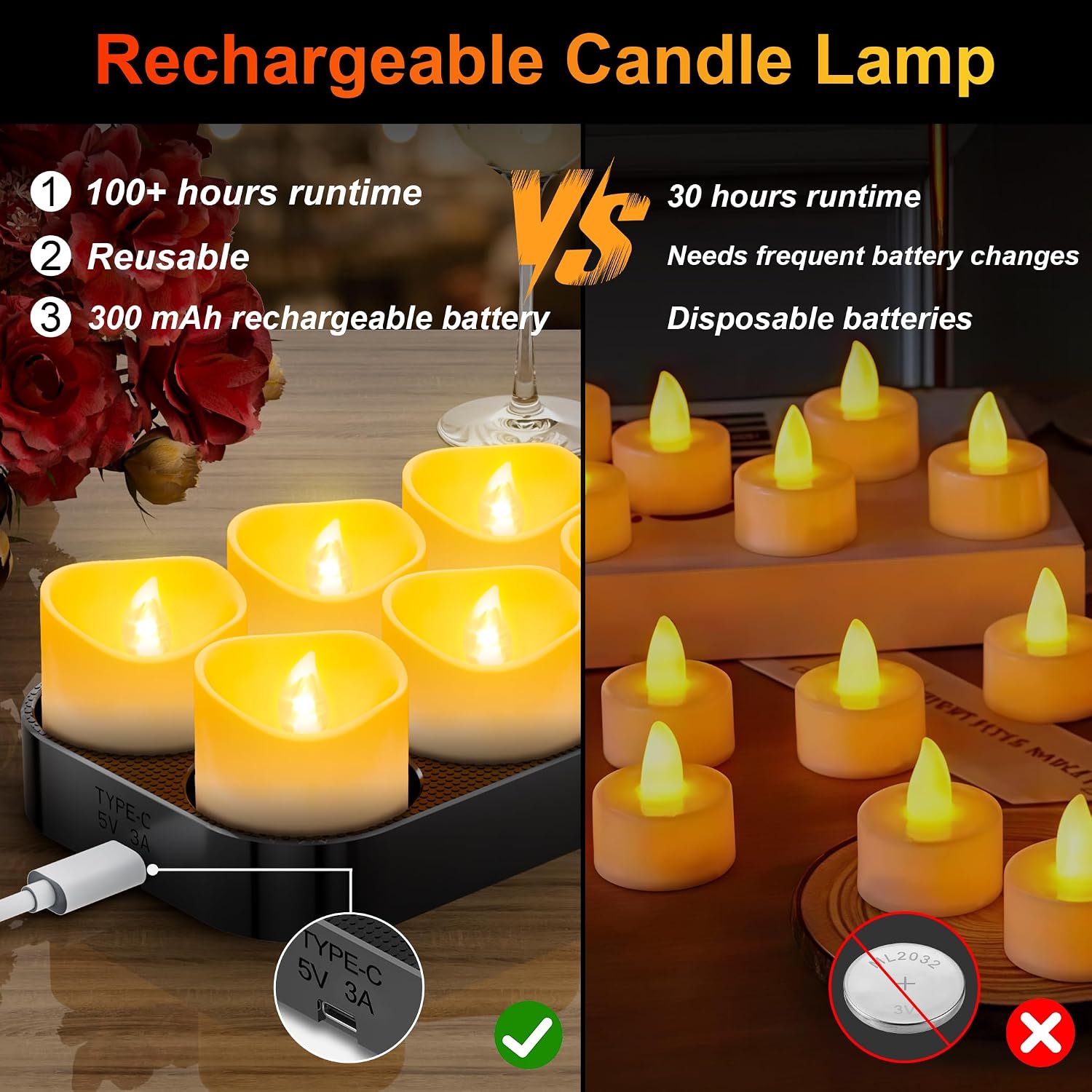 Thumbnail 1 de daphomeu LZ020-3 oplaadbare led-theelichtjes, 6 stuks met timer