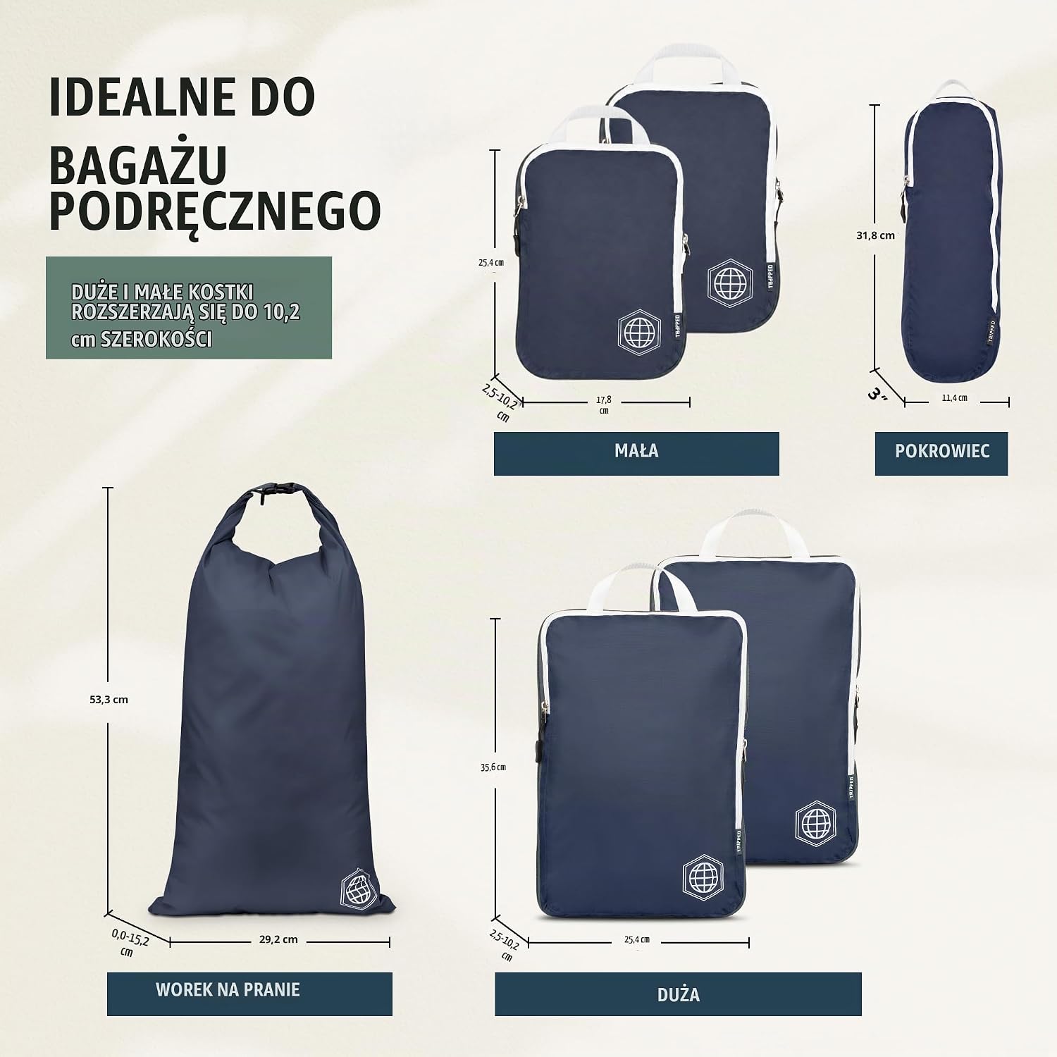 Thumbnail 2 de TRIPPED Travel Gear – 6 kompresyjnych kostek do pakowania, poliuretan, granatowe