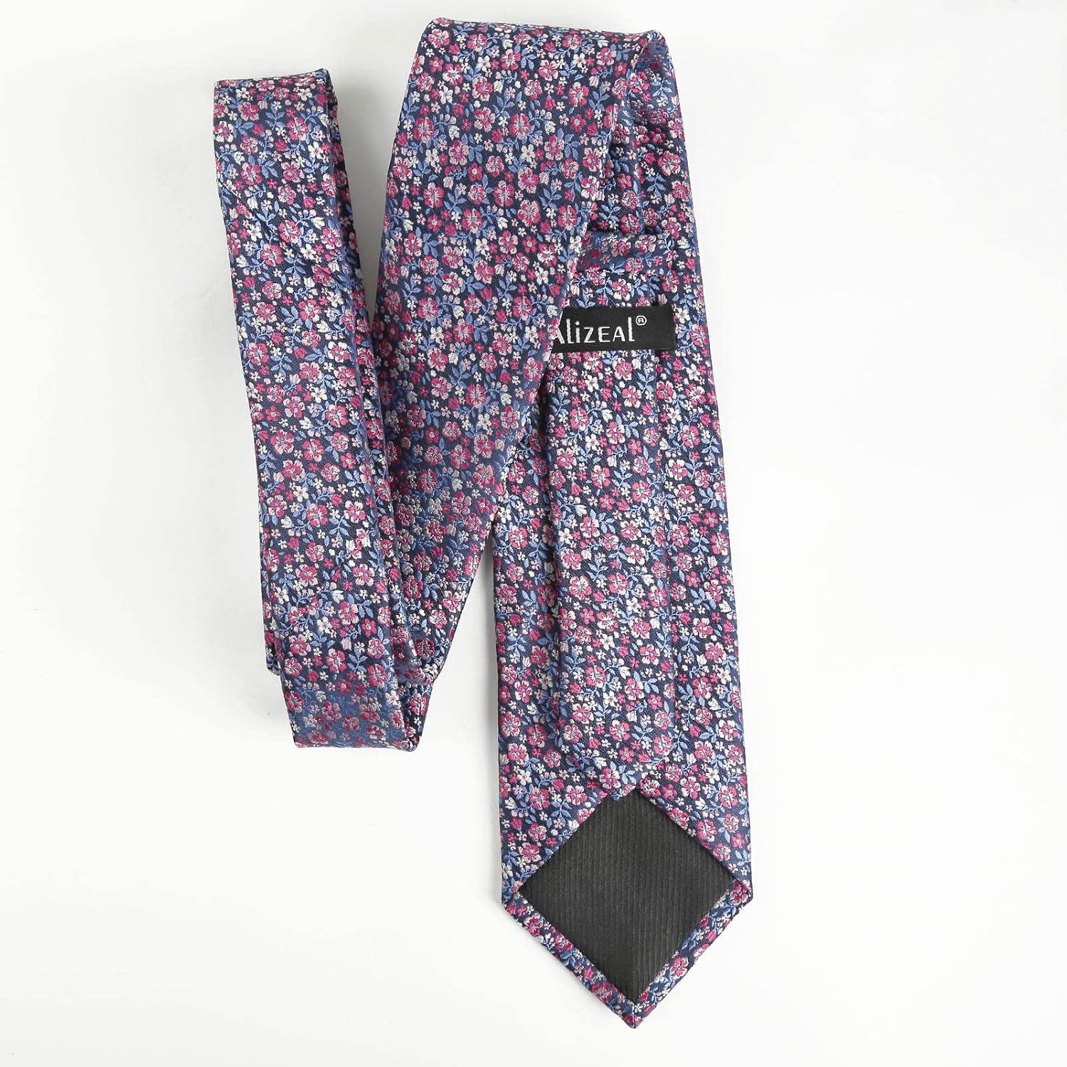 Thumbnail 1 de Alizeal Floral Patterned Wedding Tie with Pocket Square Set – 8cm Wide, Polyester