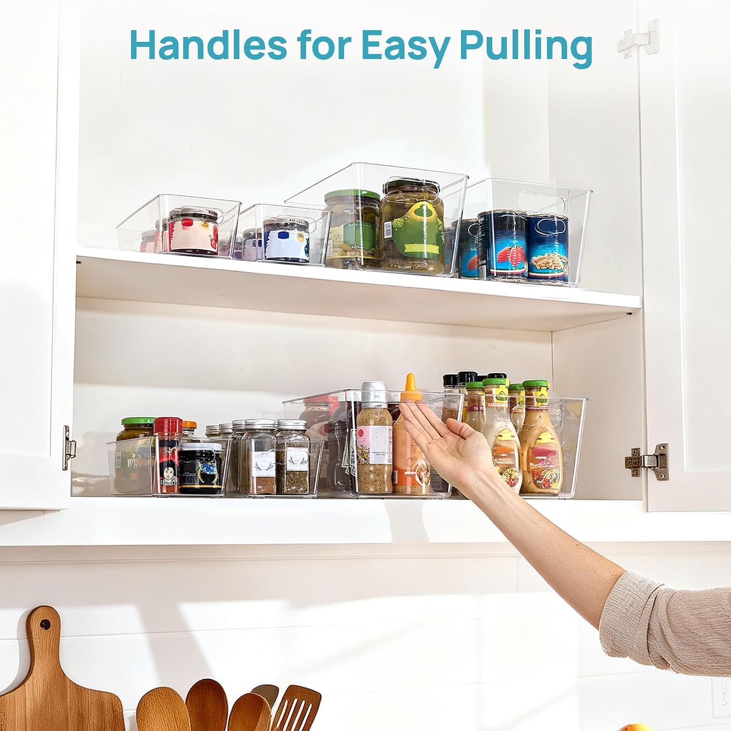 Thumbnail 4 de Vtopmart 8 Pack Clear Plastic Storage Bins: 4 Large + 4 Small Pantry Organizers