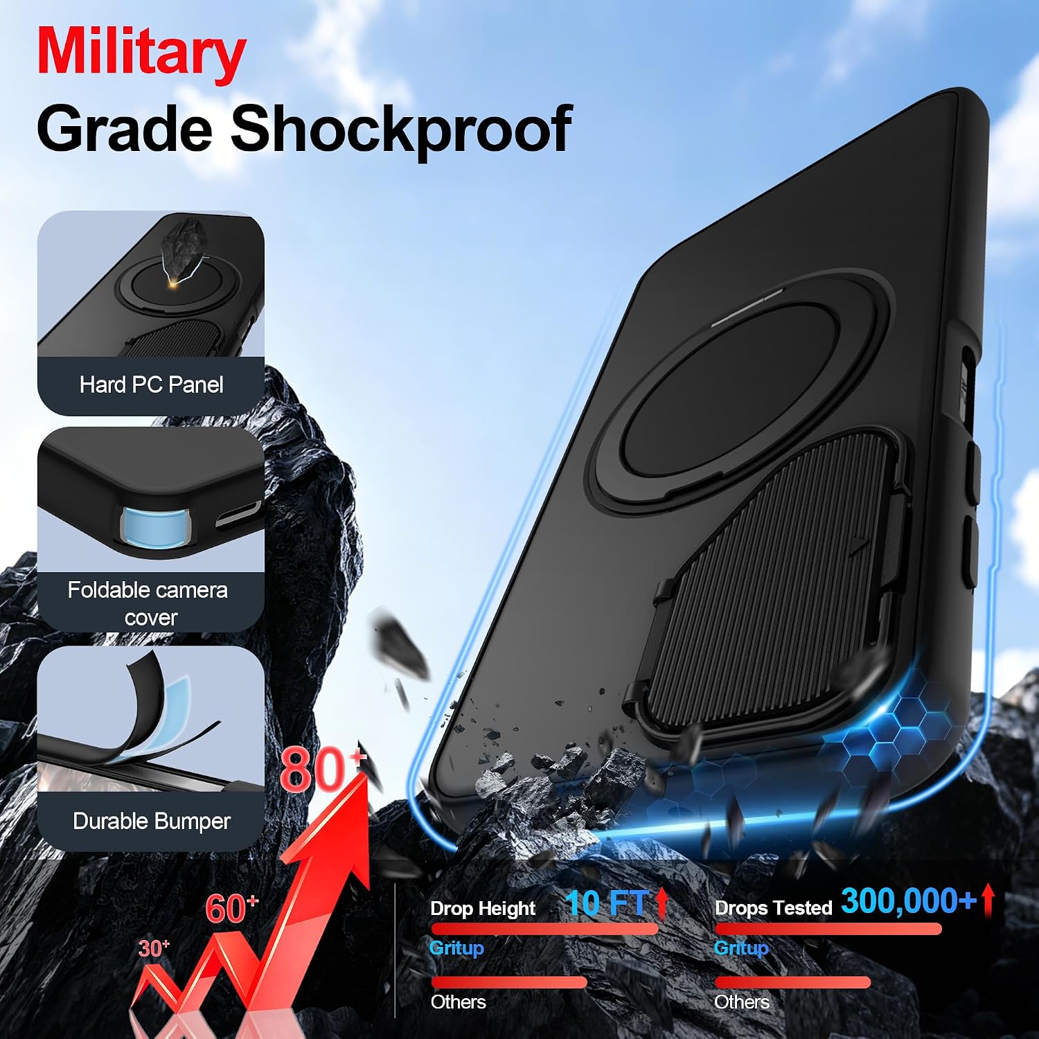 Thumbnail 4 de Gritup Galaxy A17/A16/A26 Case with 360° Stand, Camera Lens Cover & Screen Protectors