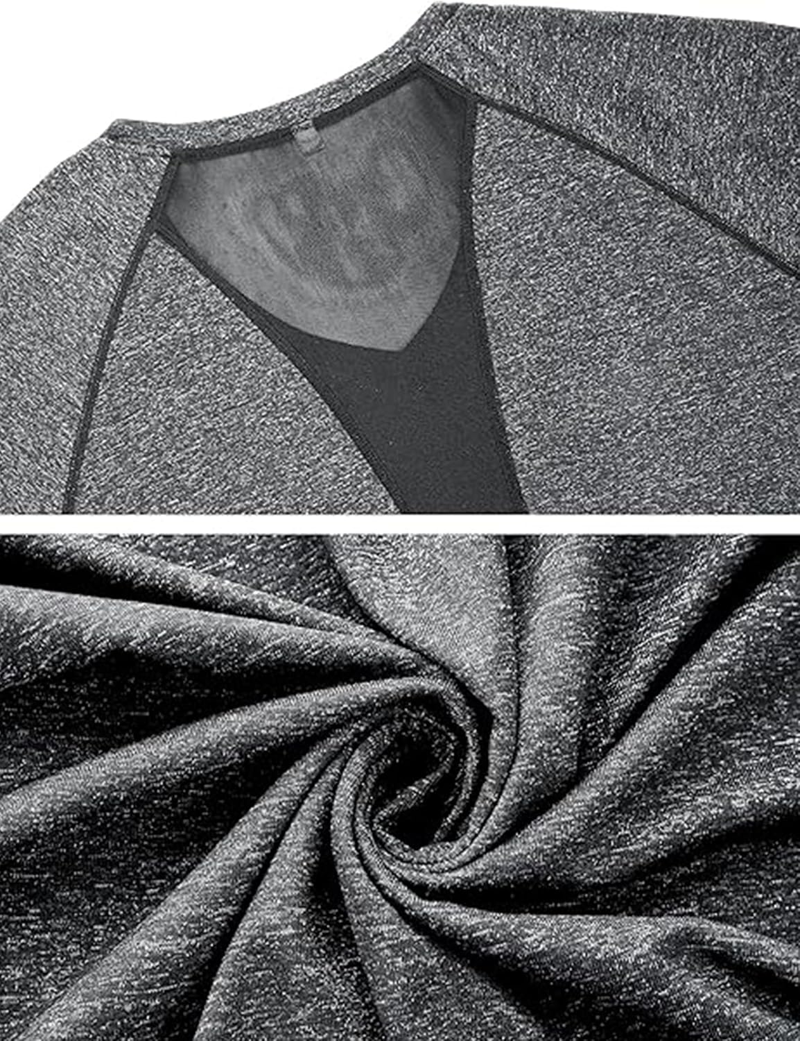 Detalle de Wayleb Damen Sportshirt mit V-Ausschnitt, Kurzarm – leichtes Funktions-Top mit Mesh-Rücken