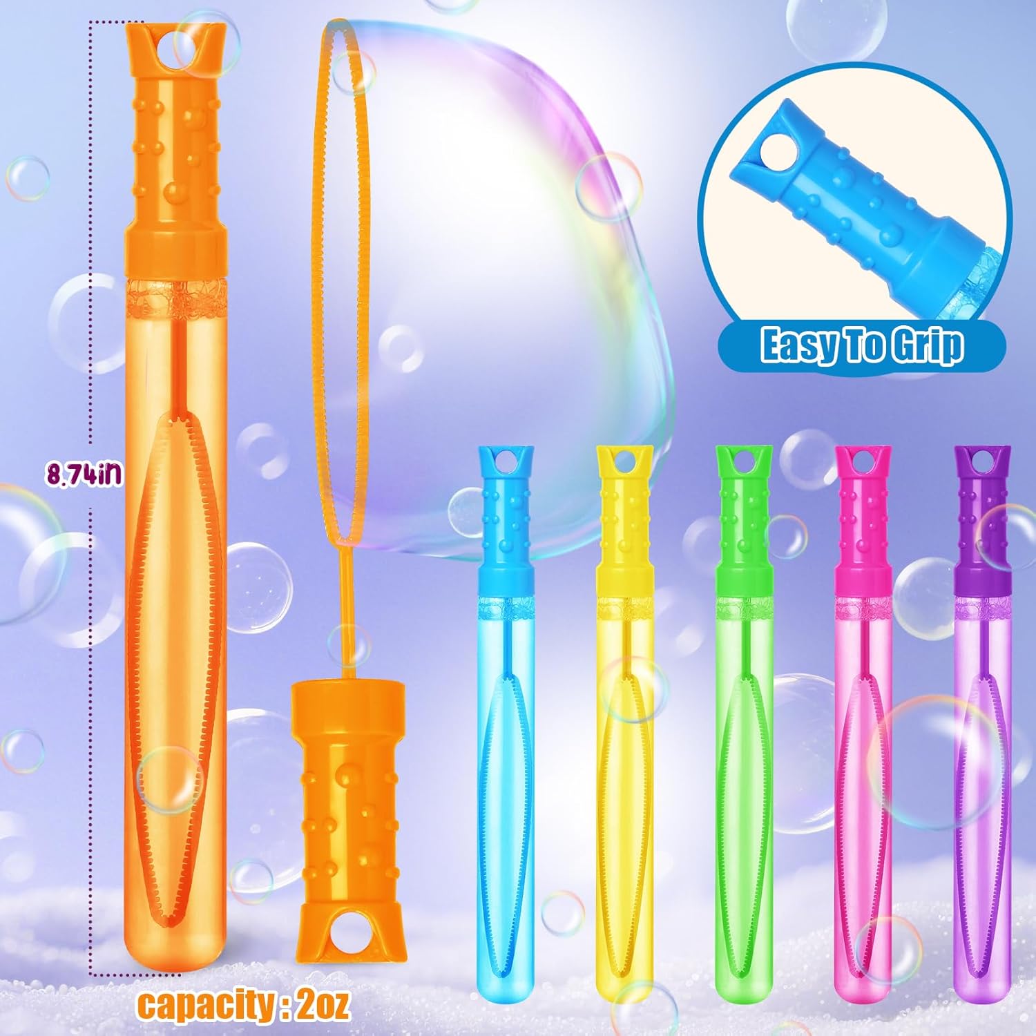 Detalle de SpringFlower Bubble Wand: 24-Pack Colorful Bubble Party Favors