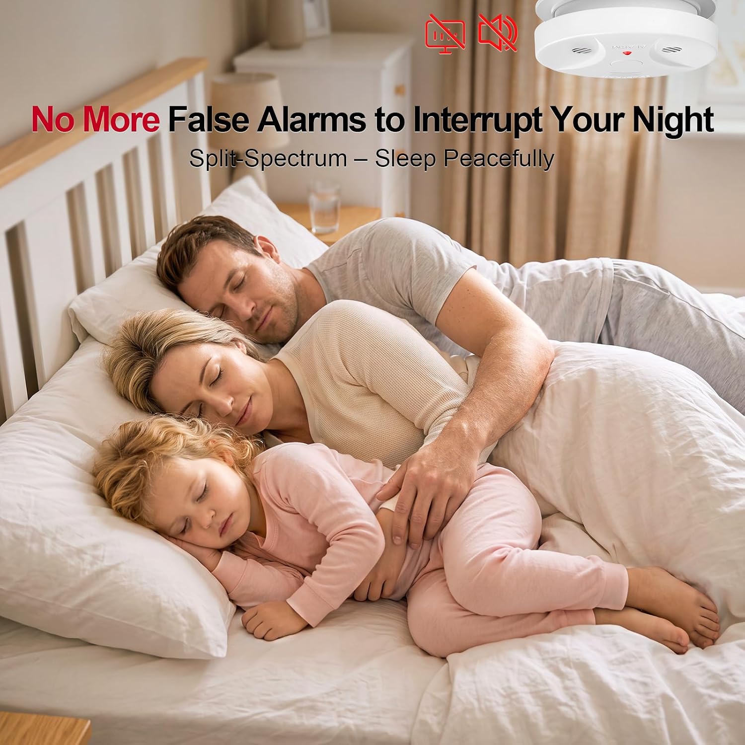 Detalle de Kitire Smoke Alarm for Home: 9V Battery Powered Smoke Detector with Test Button