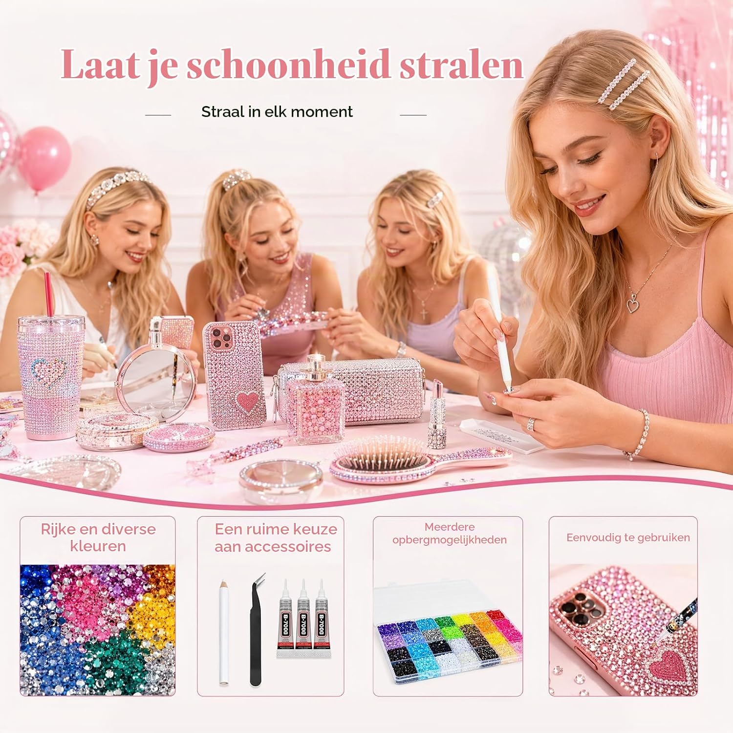 Thumbnail 6 de SINAYREK Bedazzler-kit met 30.000 strass-steentjes van 3 mm, 28 kleuren