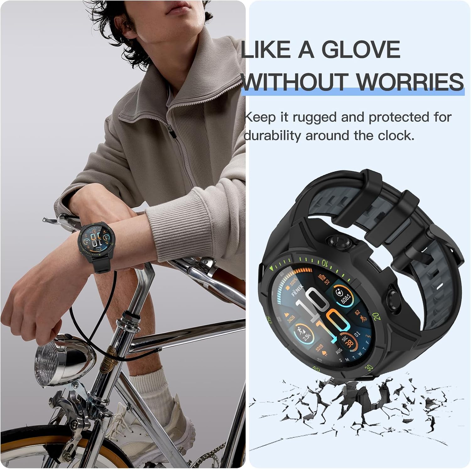 Detalle de OVERSTEP Full Case for Garmin Fenix 8 47mm Solar: Complete Screen & Edge Protection