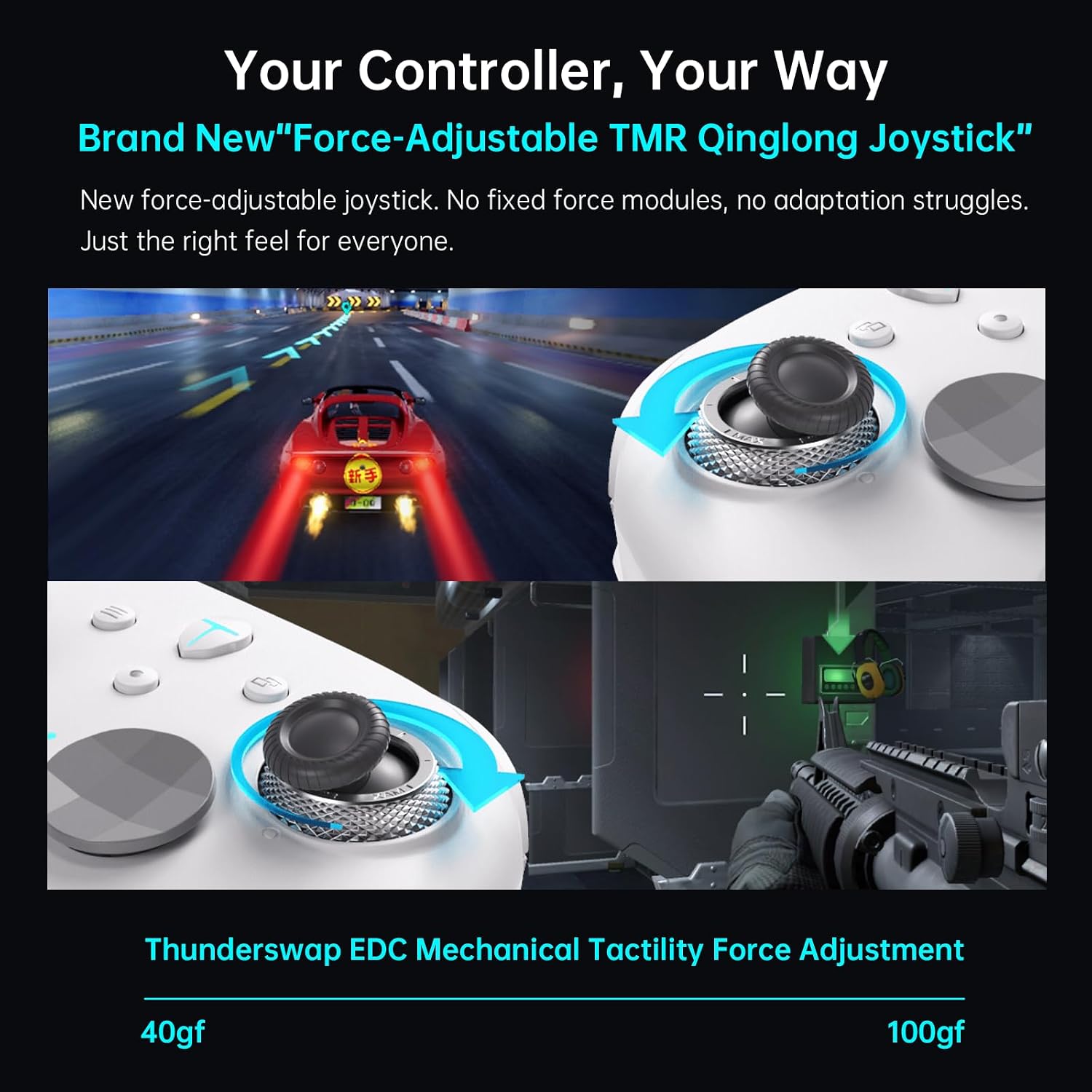 Detalle de Thunderobot G80TS Controller – Wireless Gamepad mit TMR-Joysticks, Hall-Triggern und 1.000 Hz Abfragerate