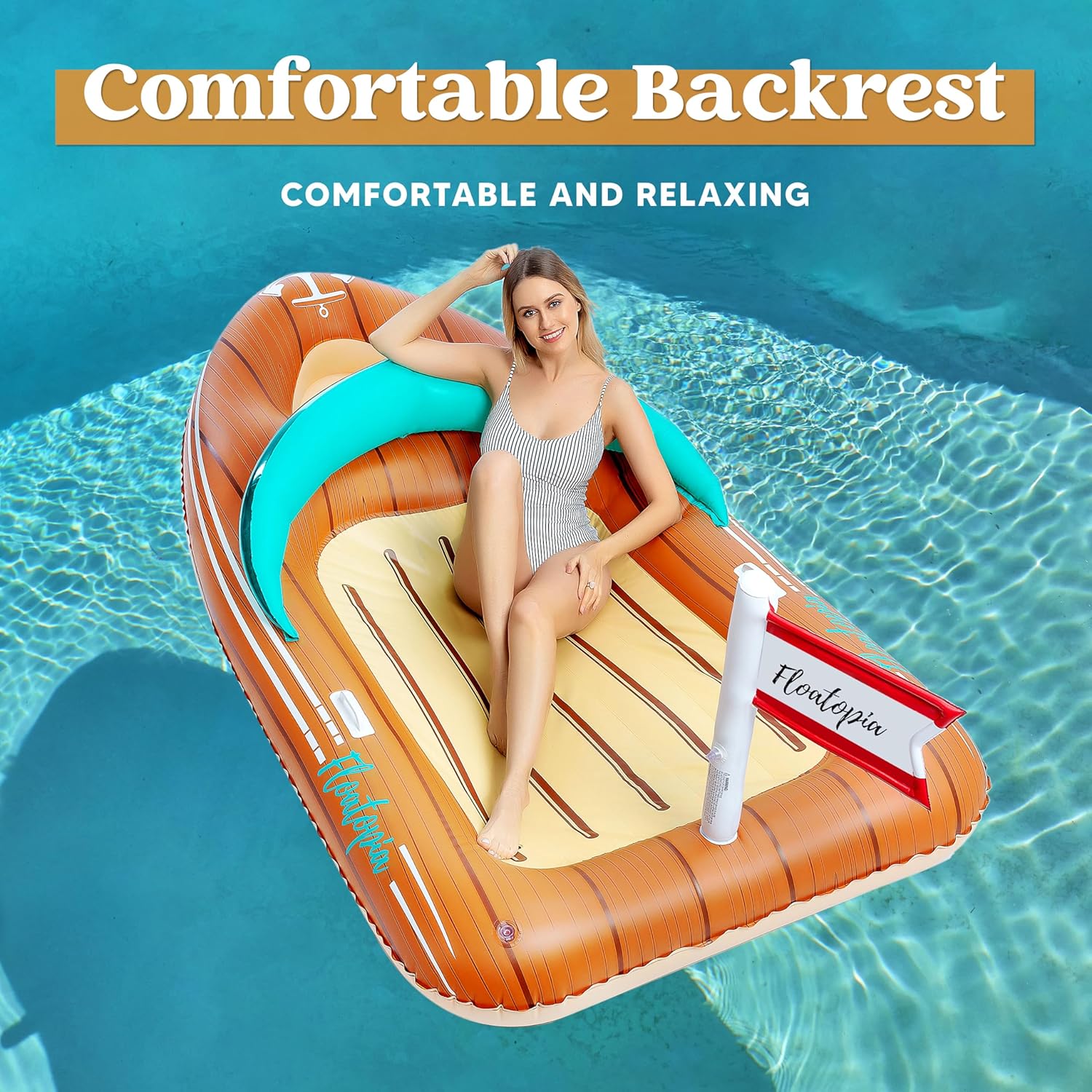 Thumbnail 2 de JOYIN Giant Boat Float with Cooler — Inflatable lounge pool raft with reinforced cooler