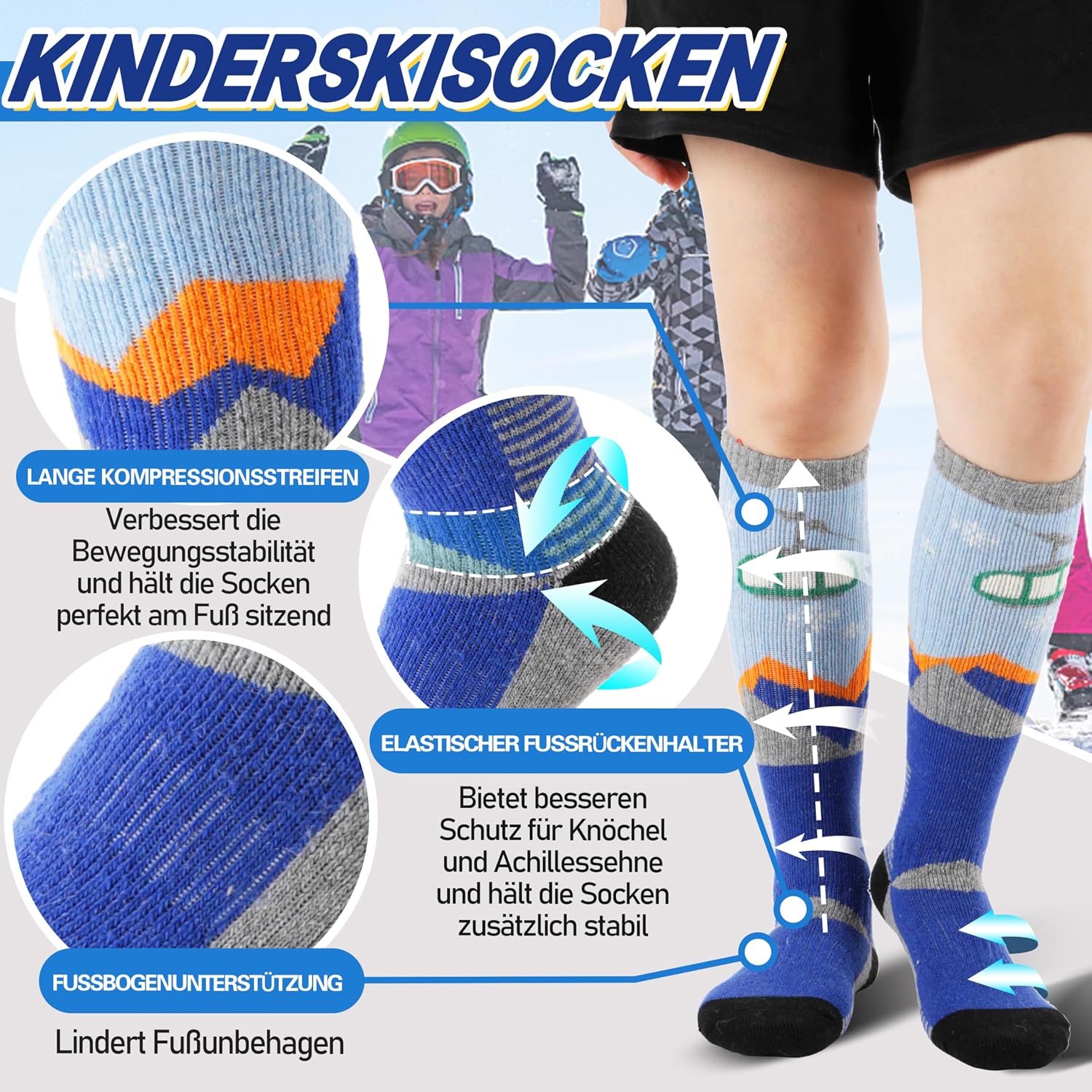 Detalle 2 de ANTSANG Merino Skisocken 3 Paar