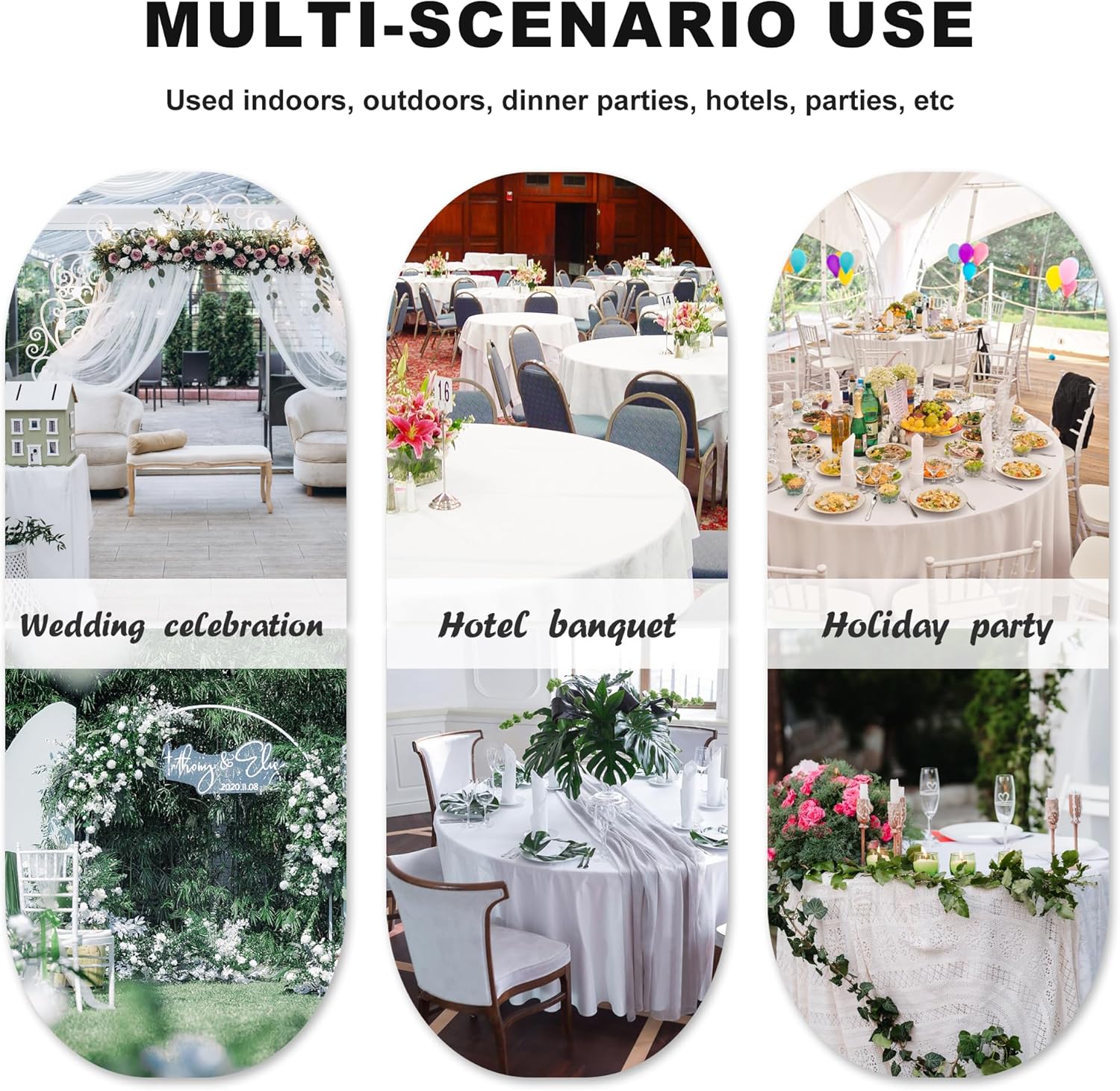 Thumbnail 6 de sancua 6 Pack Round Tablecloth 90 Inch White