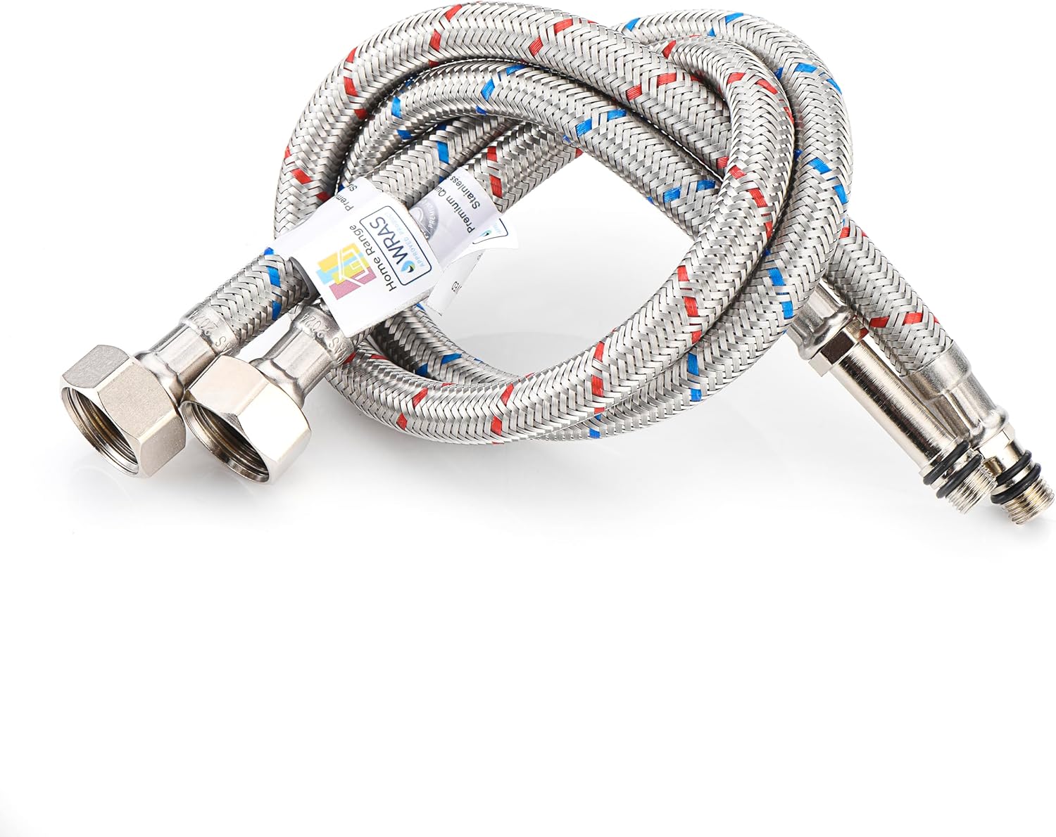 Detalle de Home Range 2X M10 x 1/2, 900mm Flexible Tap Connectors – Braided Stainless Steel, WRAS Approved