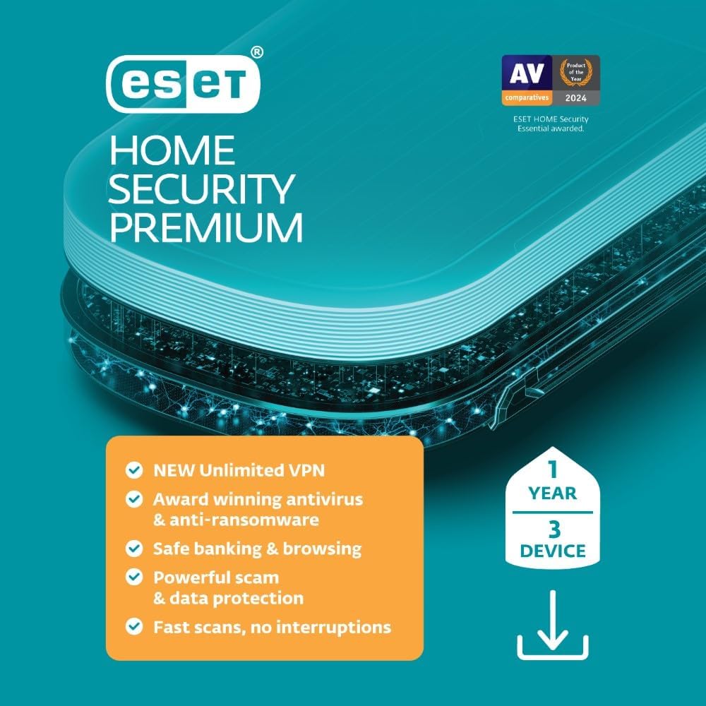 Detalle de ESET Home Security Premium 2025 Edition: Antivirus, VPN, and Privacy for 3 Devices