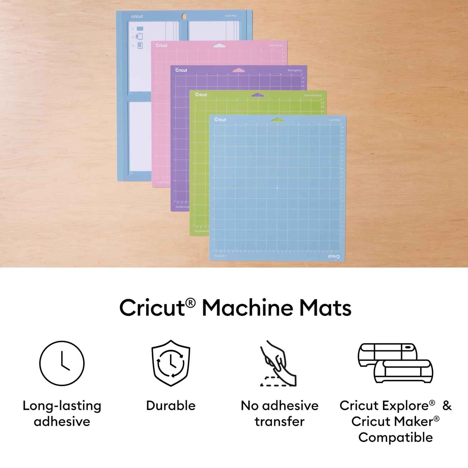 Detalle 2 de Cricut 2012133 Cutting Mat Variety Pack, 12 x 12 in, 8 Mats, 3 Grip Levels