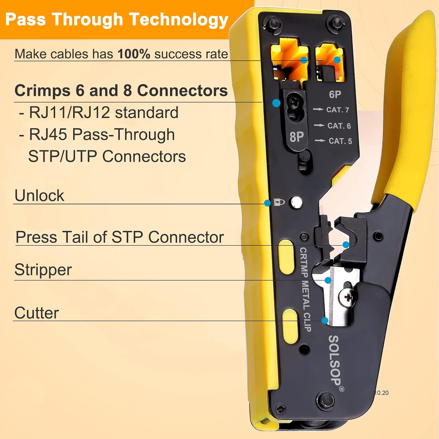 Thumbnail 2 de Solsop Pass Through RJ45 Crimp Tool