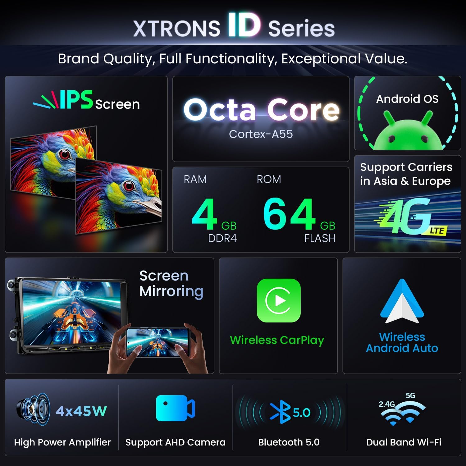 Thumbnail 2 de XTRONS 9-inch Android Car Stereo (4+64GB) with 4G, Wireless CarPlay/Android Auto, GPS Navigation, Bluetooth & IPS Screen
