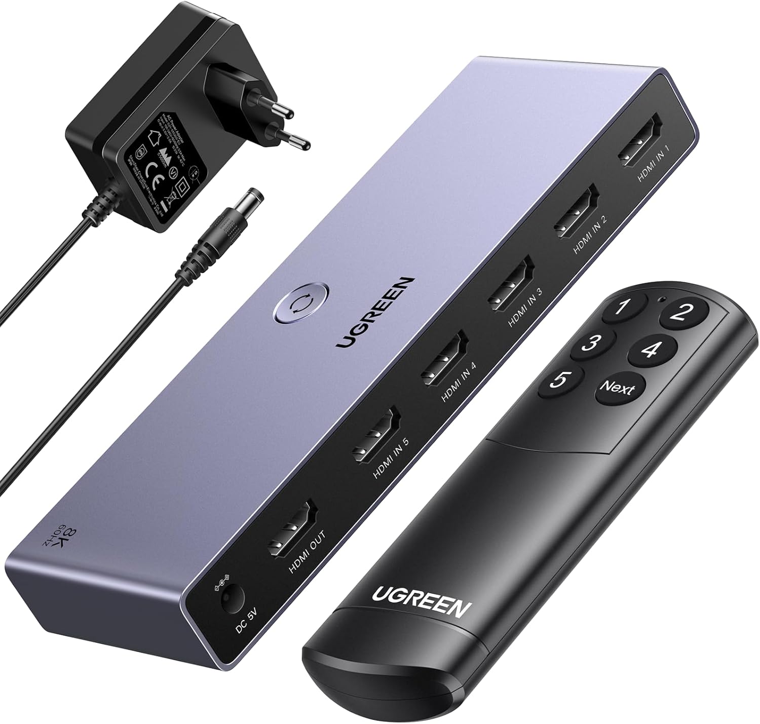 Detalle de UGREEN 8K HDMI Switch 5 in 1 Out ⌚ HDMI 2.1 Switch