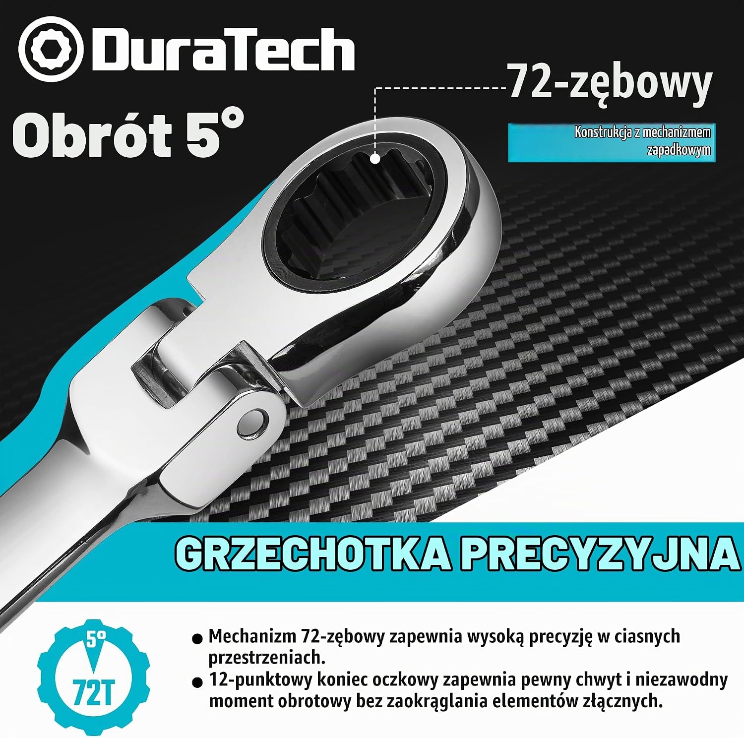 Detalle 2 de DURATECH DTSFRW012M – krótki zestaw kluczy płasko-oczkowych, 8–19 mm