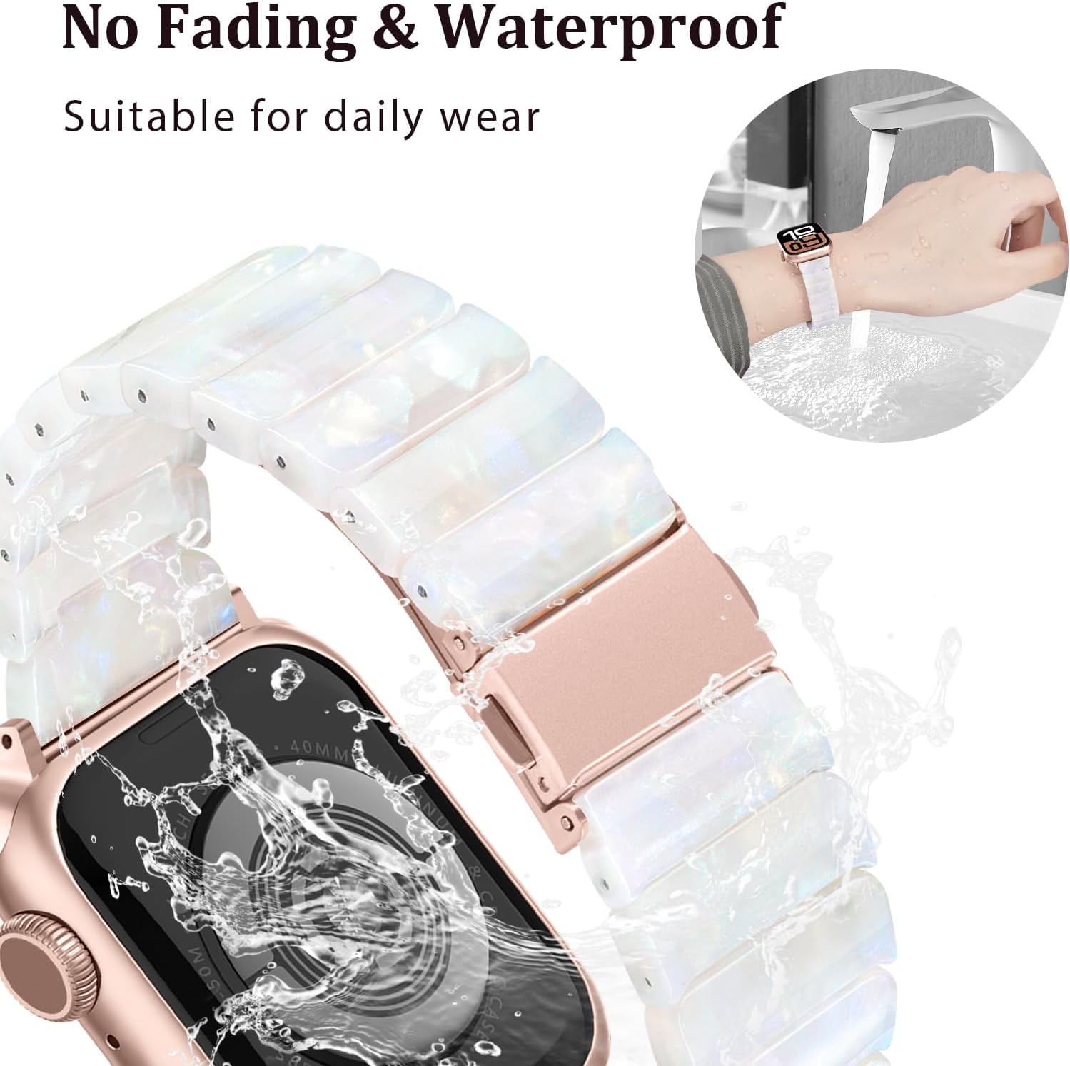 Detalle de V-MORO Resin Band for Apple Watch (41/40/38mm & 42mm) – Aurora White