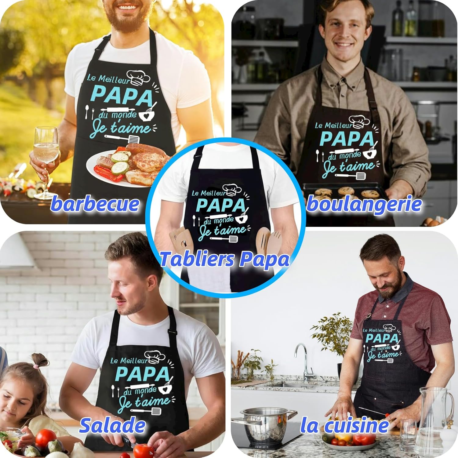 Thumbnail 4 de Jbniuay Cadeau fête des mères – Tablier cuisine à trois poches, réglable et élégant