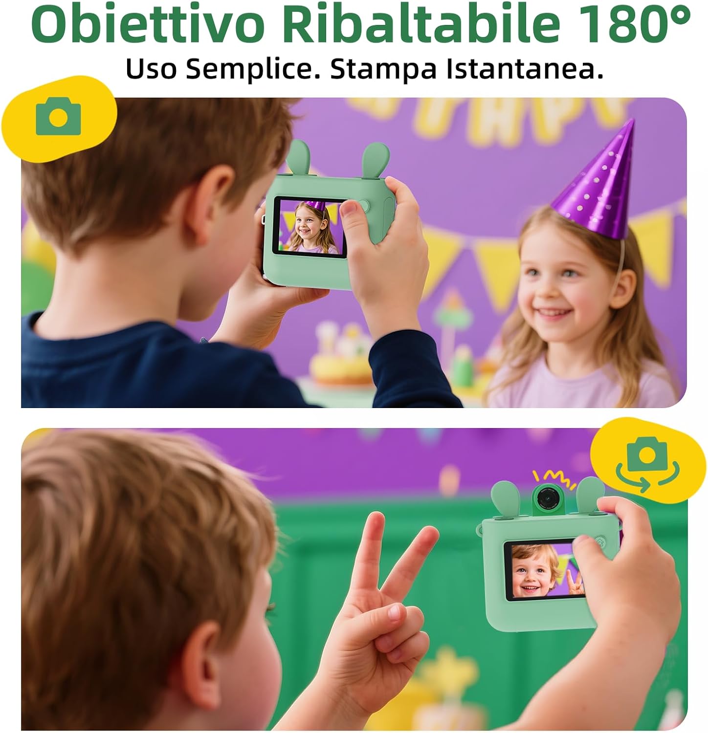 Thumbnail 5 de ORGSTA Macchina Fotografica Bambini istantanea con stampa da cellulare, video e MP3 (3–12 anni)