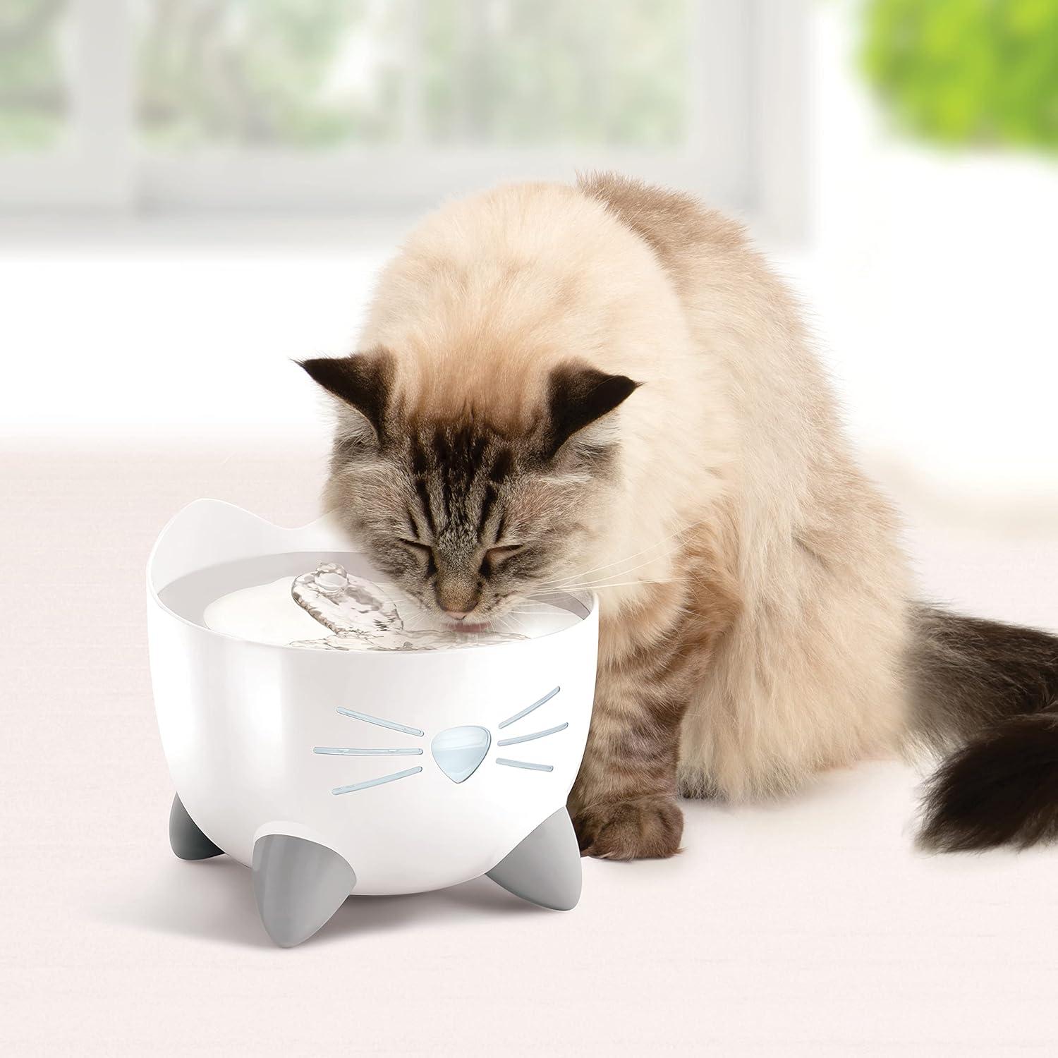 Detalle 2 de Catit Pixi fontaine d’abreuvement en acier inoxydable pour chats, 2,5 l (blanc)