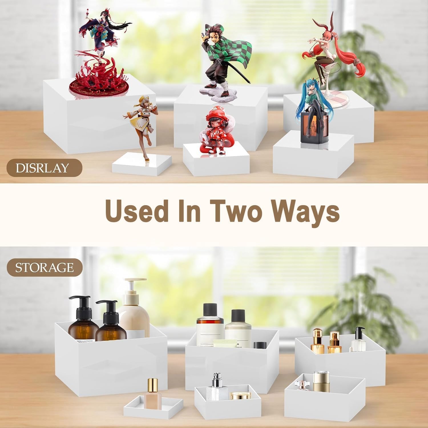 Thumbnail 2 de P PIPITA ZSJ-22cm White Acrylic Food Risers, 6-Piece Stackable Display Set