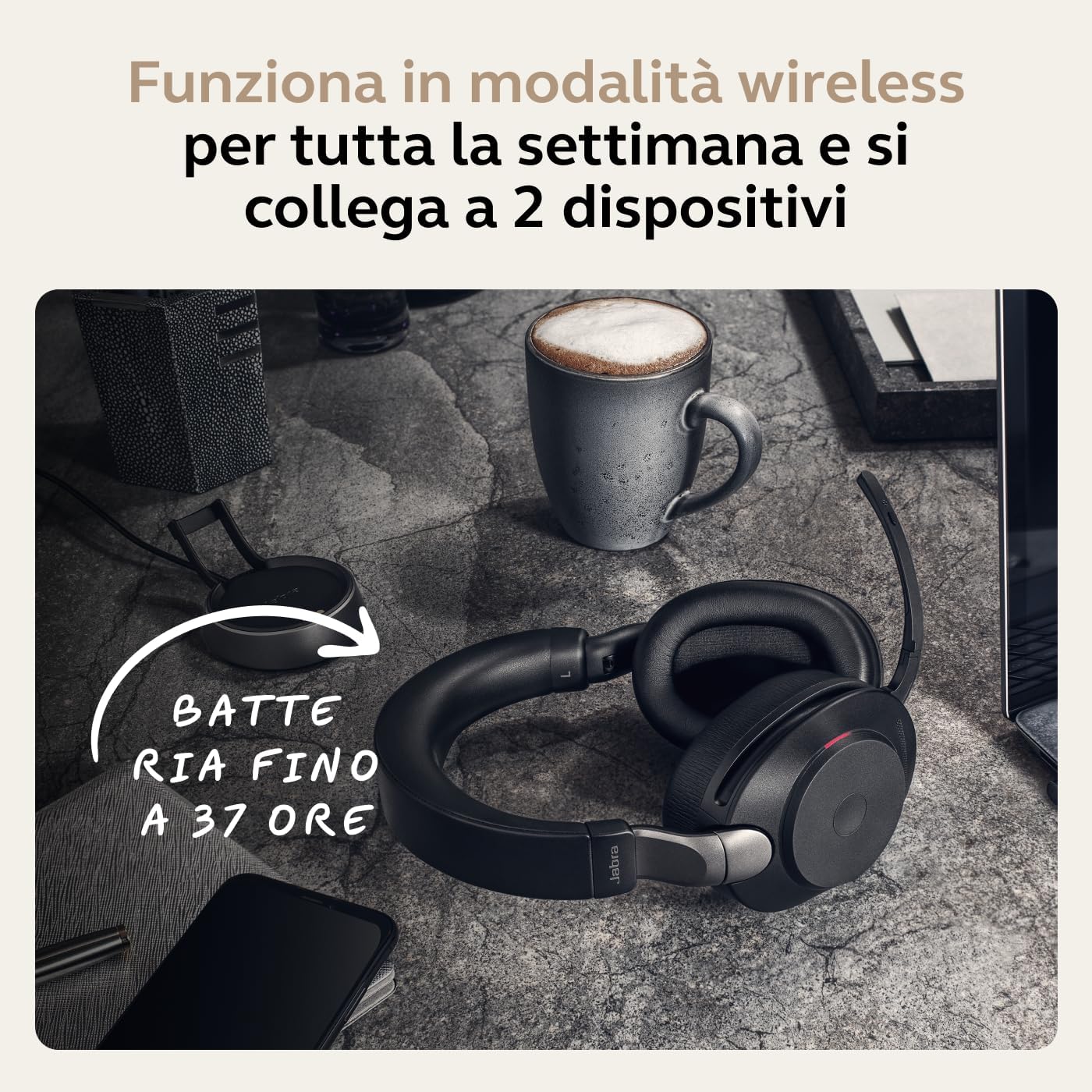 Thumbnail 5 de Jabra Evolve2 85 Wireless con cancellazione del rumore e supporto di ricarica (Nero)