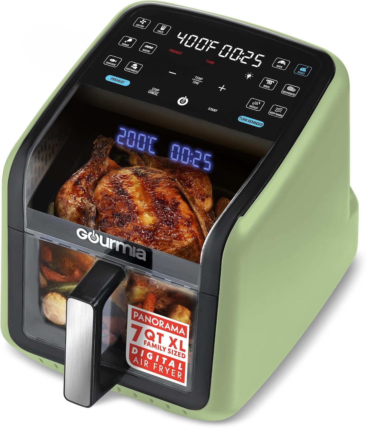 Detalle de Gourmia Air Fryer 7 QT with Panoramic Window