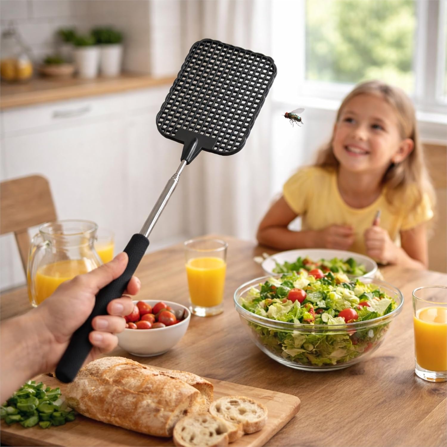 Thumbnail 5 de 2er-Set XXL Insektenklatsche (75 cm) – ausziehbare Teleskop-Fliegenklatsche gegen Fliegen, Mücken & Wespen