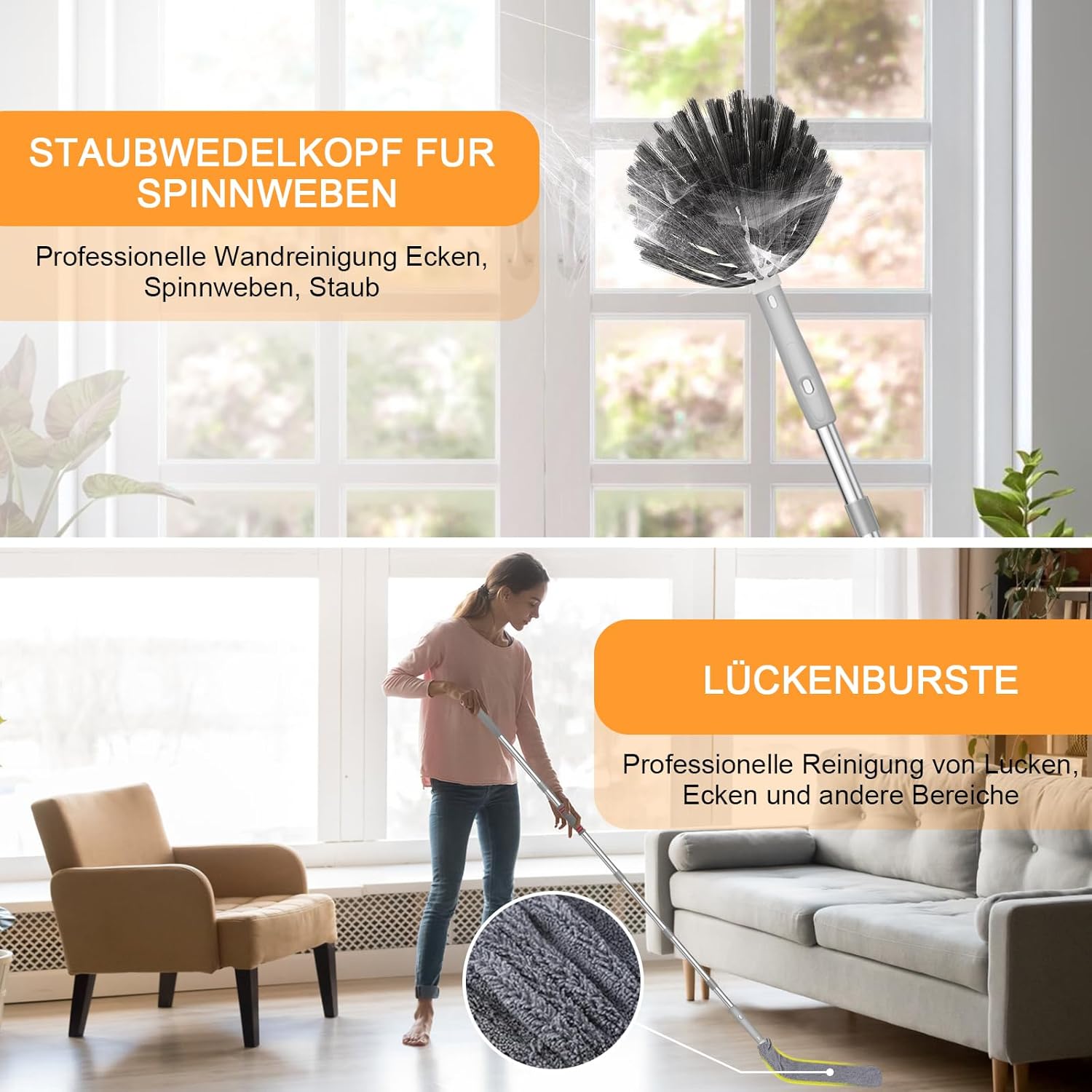 Thumbnail 3 de Eyeleaf Staubwedel Teleskop Waschbar Duster lang bis 260 cm – ausziehbar für hohe Decken