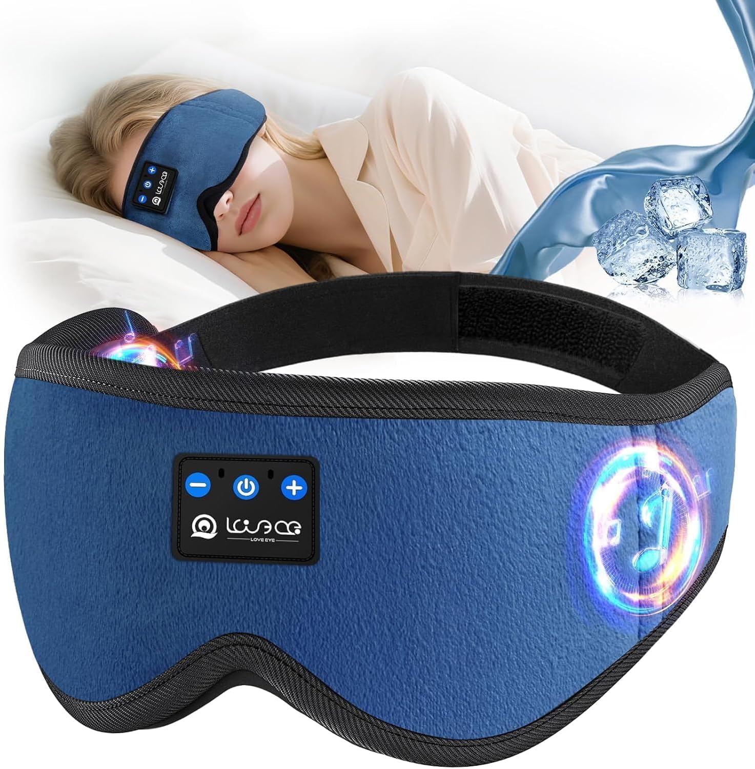 Detalle de LOVE EYE Masque de Sommeil Bluetooth avec Écouteurs Sans Fil – Bandeau Audio 100% Occultant