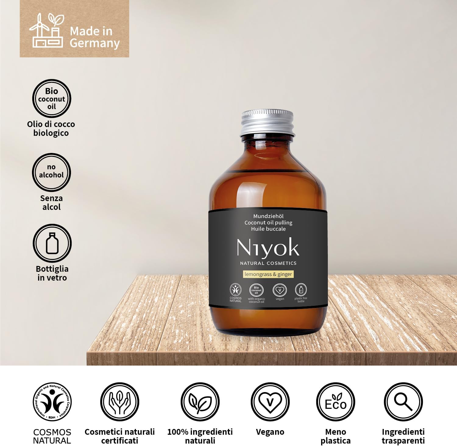 Detalle de Niyok Olio per oil pulling bio Lemongrass & Zenzero – 200 ml