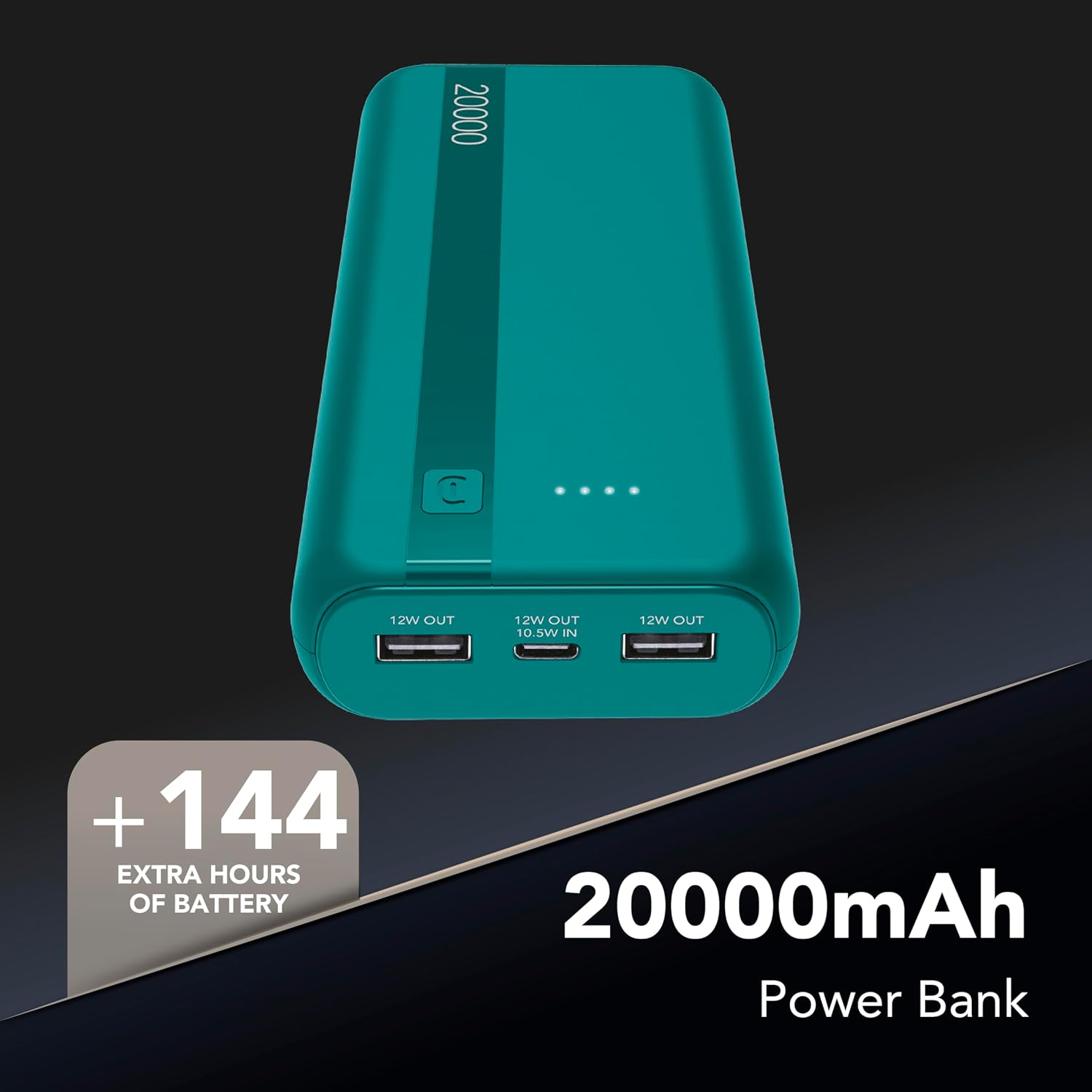 Detalle 2 de Cellularline Power Bank 20000 mAh con USB-C In/Out e 2 USB-A: alimenta i tuoi dispositivi ovunque