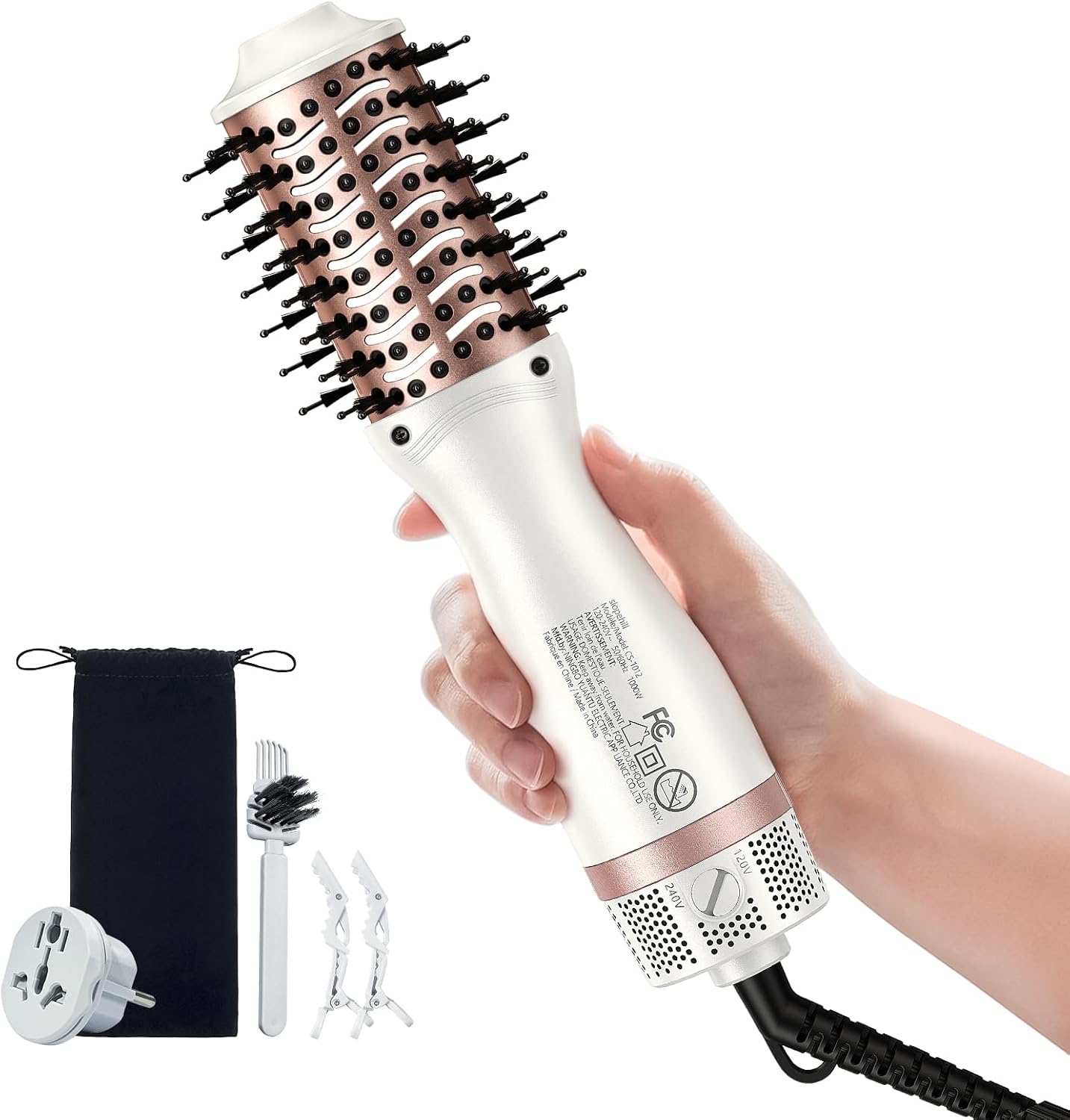 Detalle de slopehill CS-1012 Travel Hot Air Brush, Dual Voltage, 1000W Ionic Styler