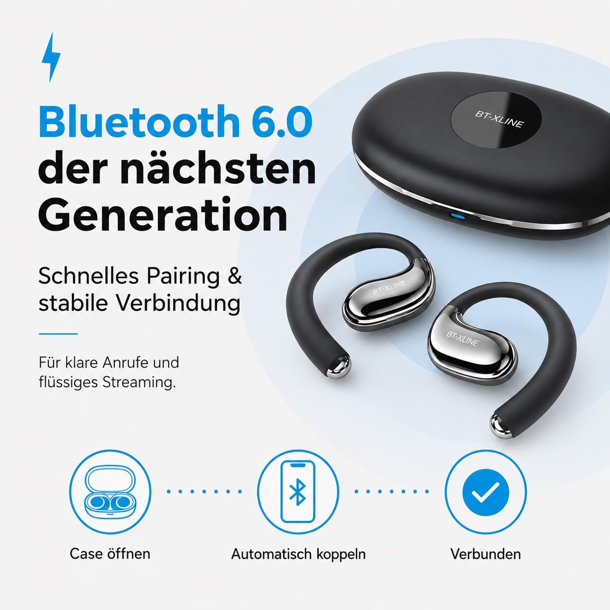 Detalle de Micool Open-Ear Kopfhörer Bluetooth 6.0 – Clip-On Open-Ear, 36 Stunden Akku, Geräuschreduzierung, sportlich & komfortabel