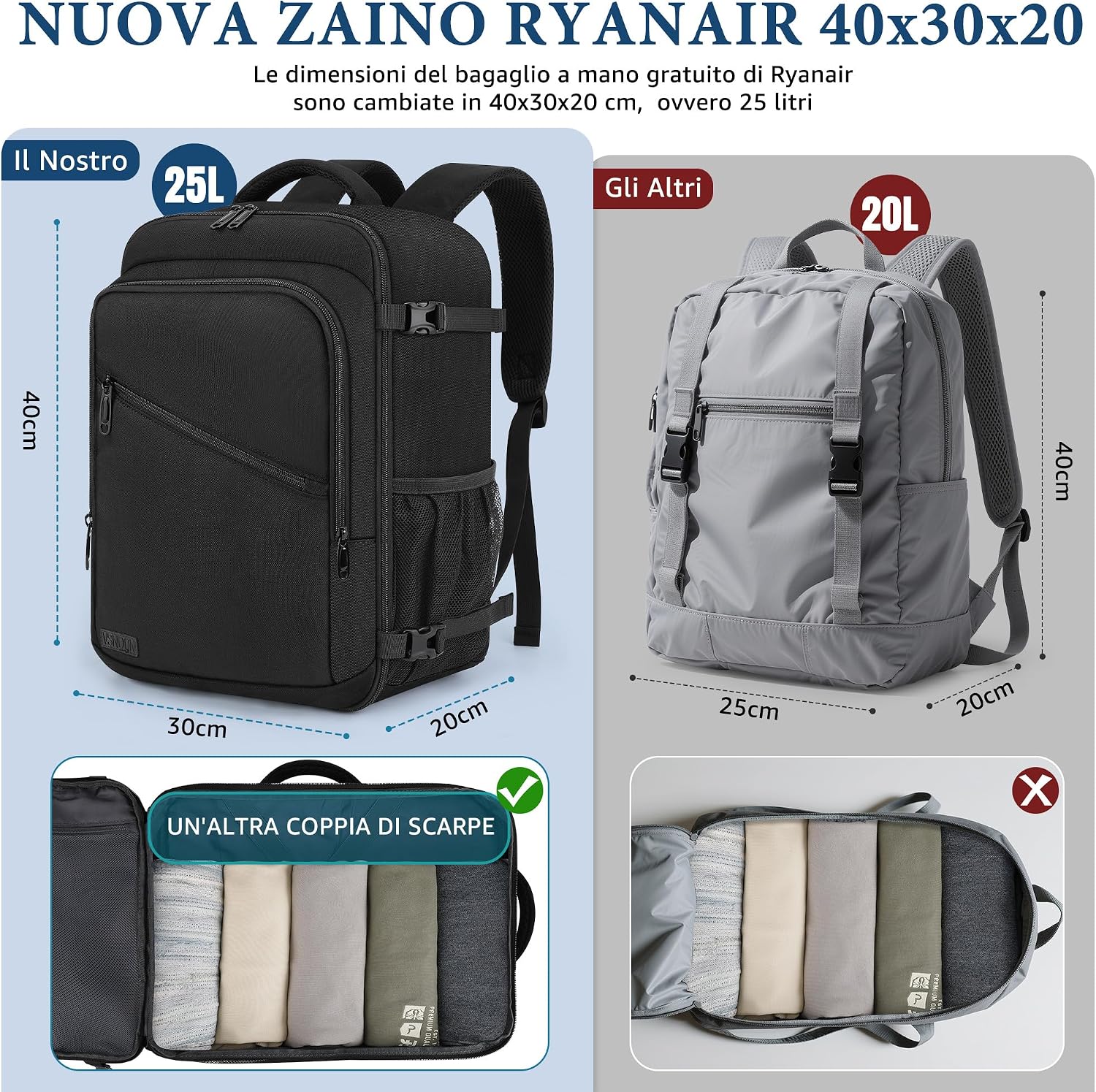 Thumbnail 2 de VSNOON Zaino Ryanair 24L 40x30x20