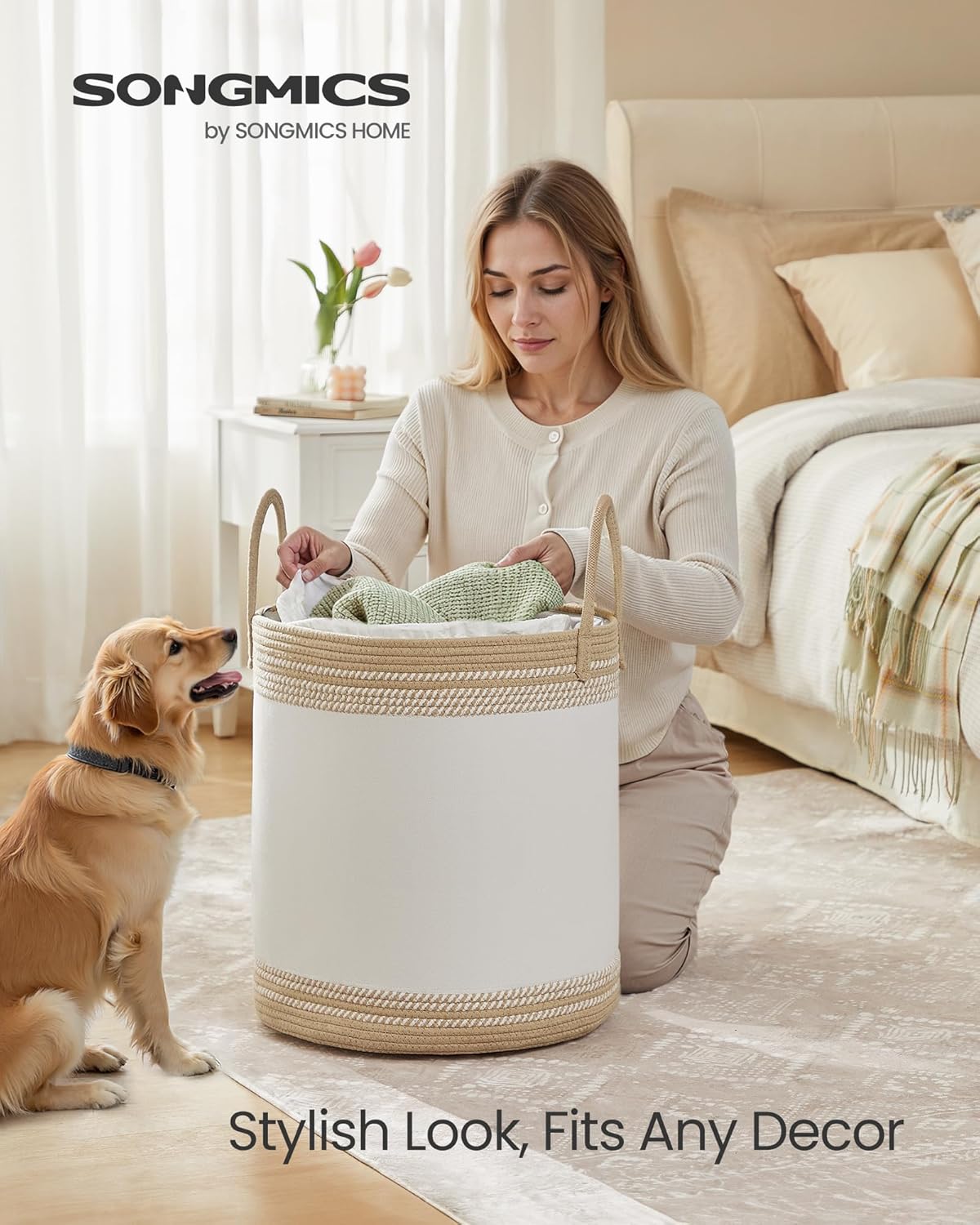 Thumbnail 1 de SONGMICS 60 L Cotton Rope Laundry Basket with Handles (RLH060K01SONGMICS)